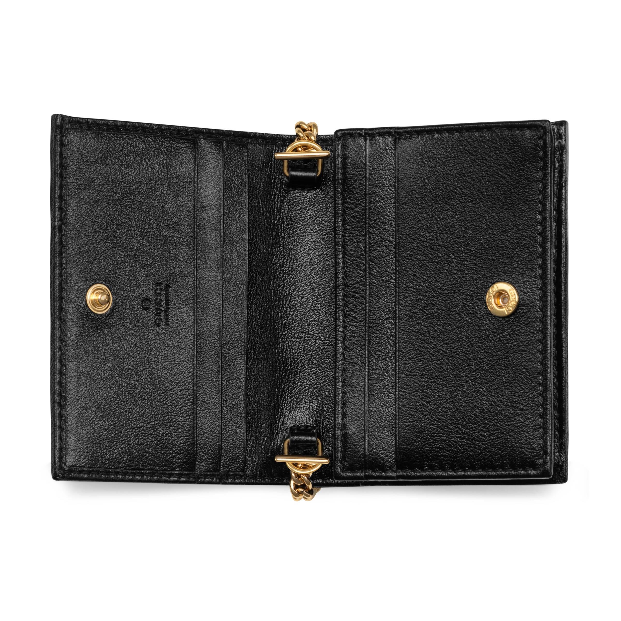 Gucci Leather Rajah Chain Card Case Wallet in Black Lyst