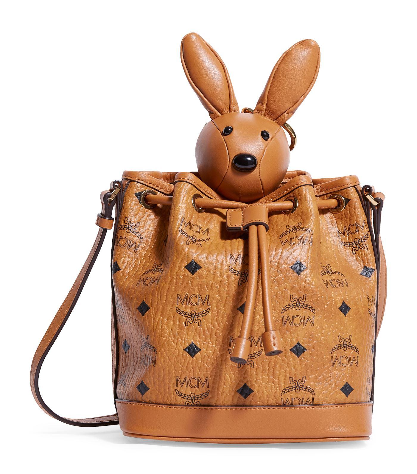 MCM Rabbit Drawstring Bag in Brown Lyst