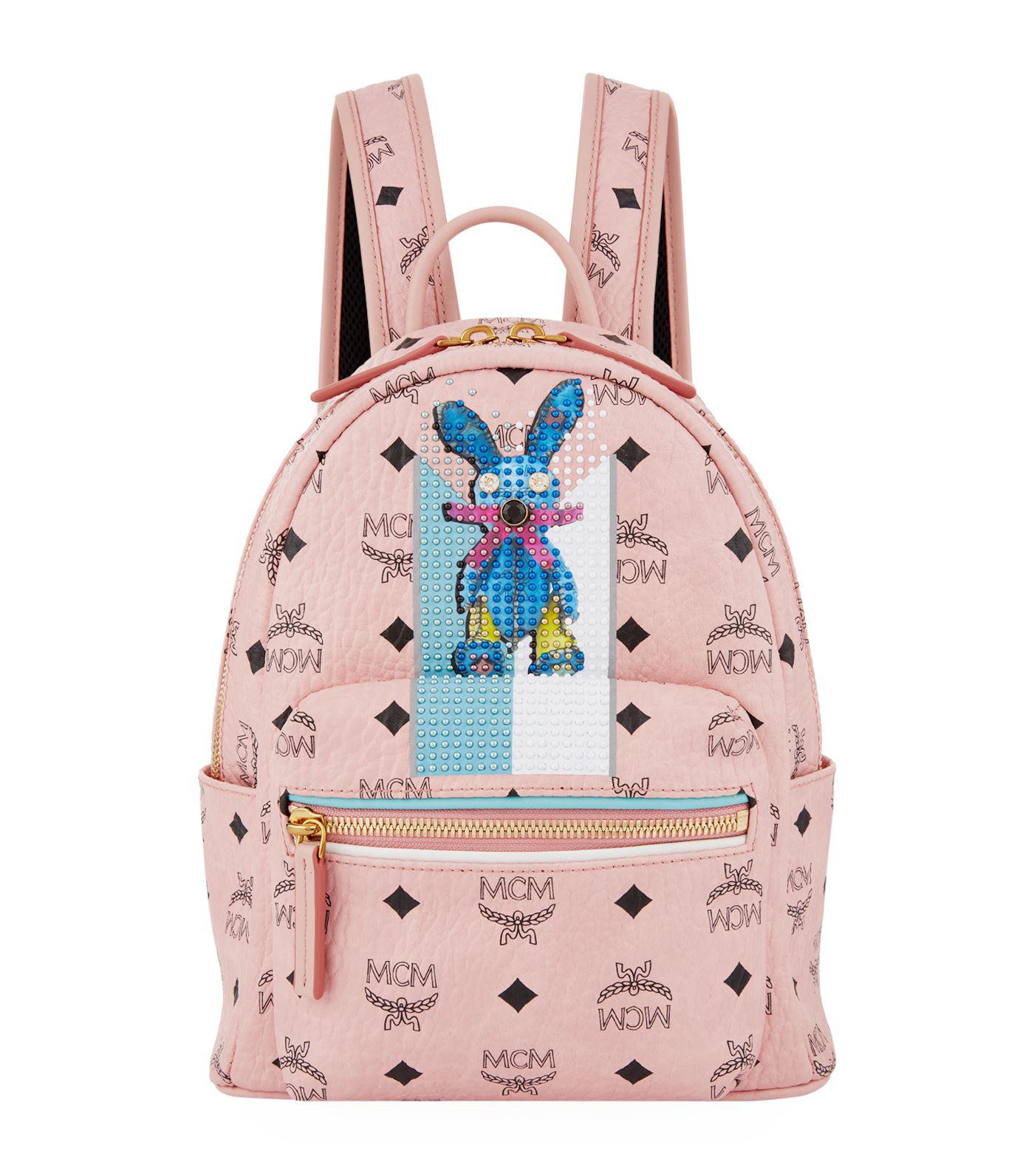 MCM Canvas Mini Stark Rabbit Backpack in Pink Lyst