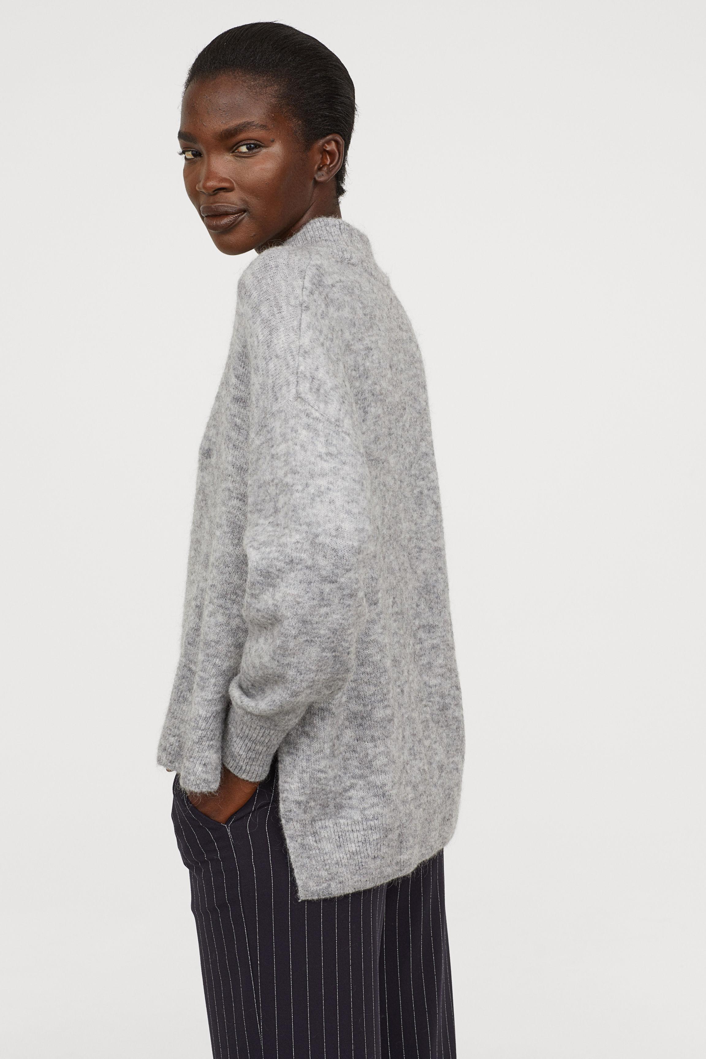 H&M Synthetic Mock Turtleneck Sweater in Light Gray