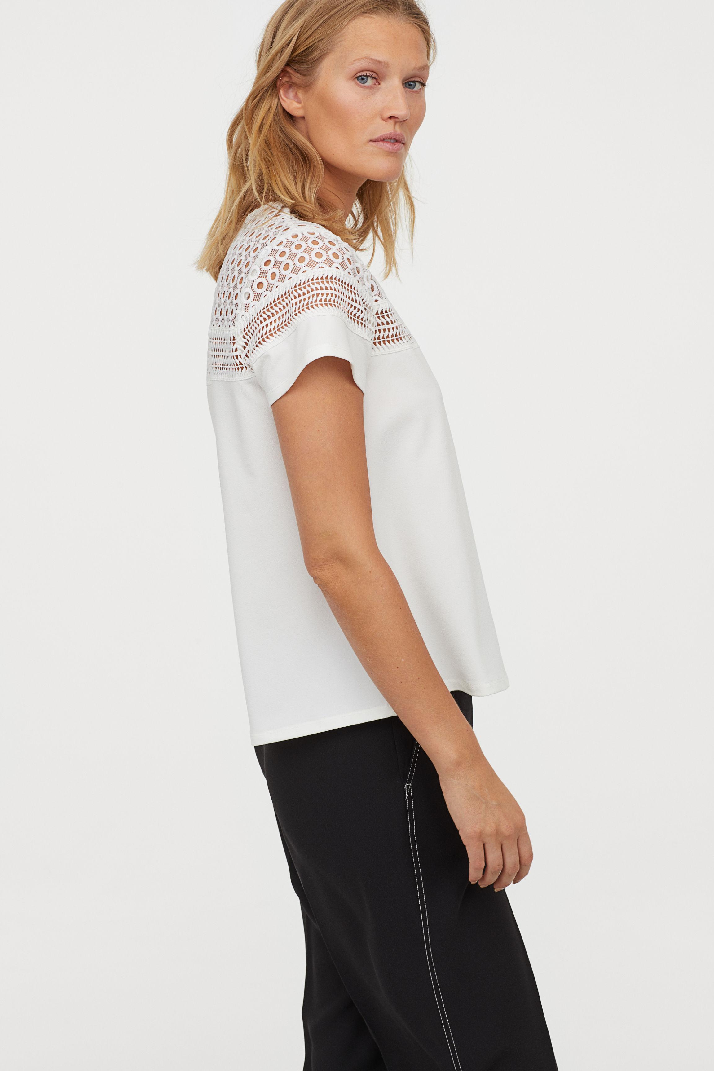 Lyst H&M Top With Lace in White