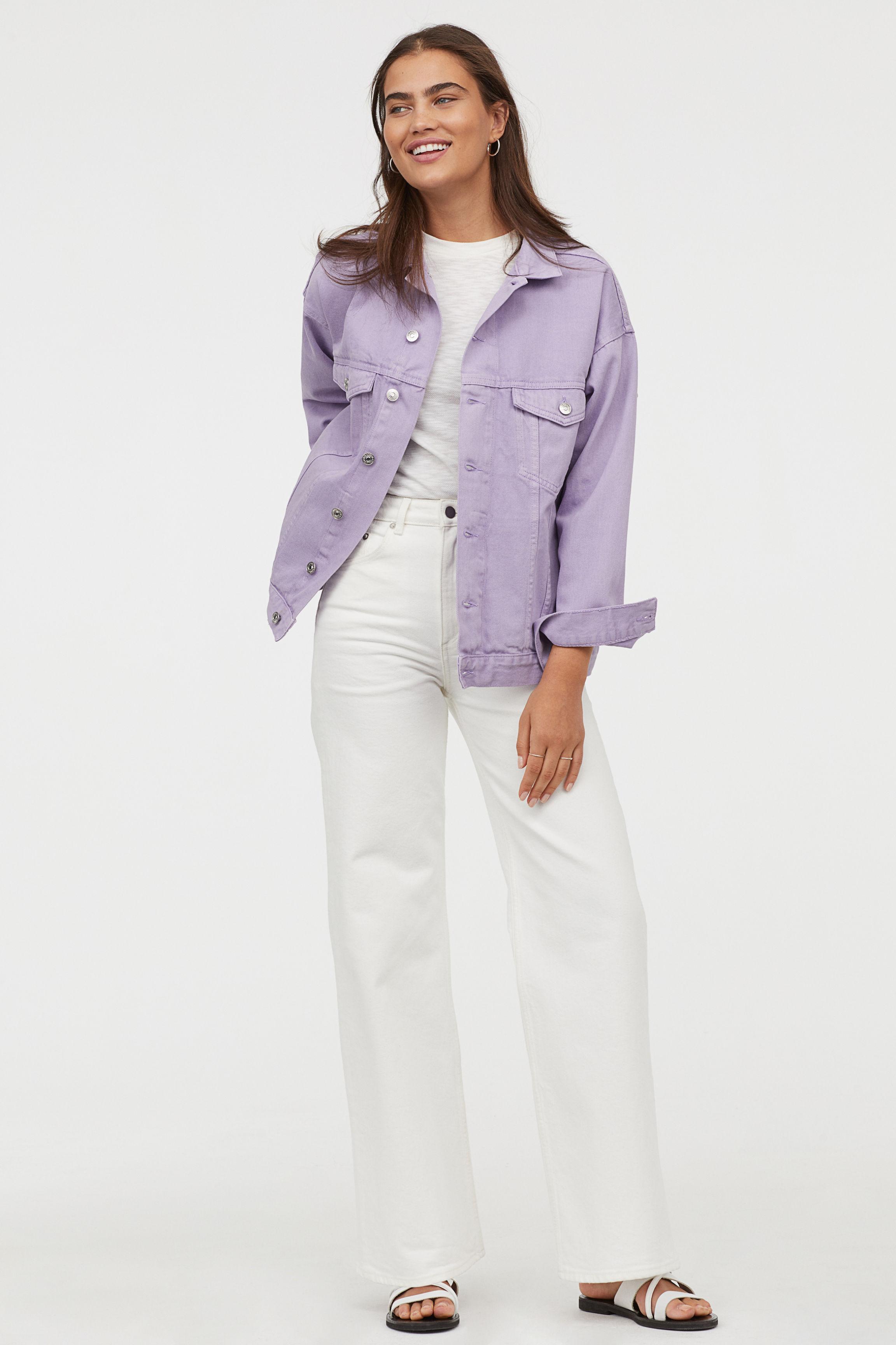 H&M Oversized Denim Jacket in Lavender (Purple) Lyst