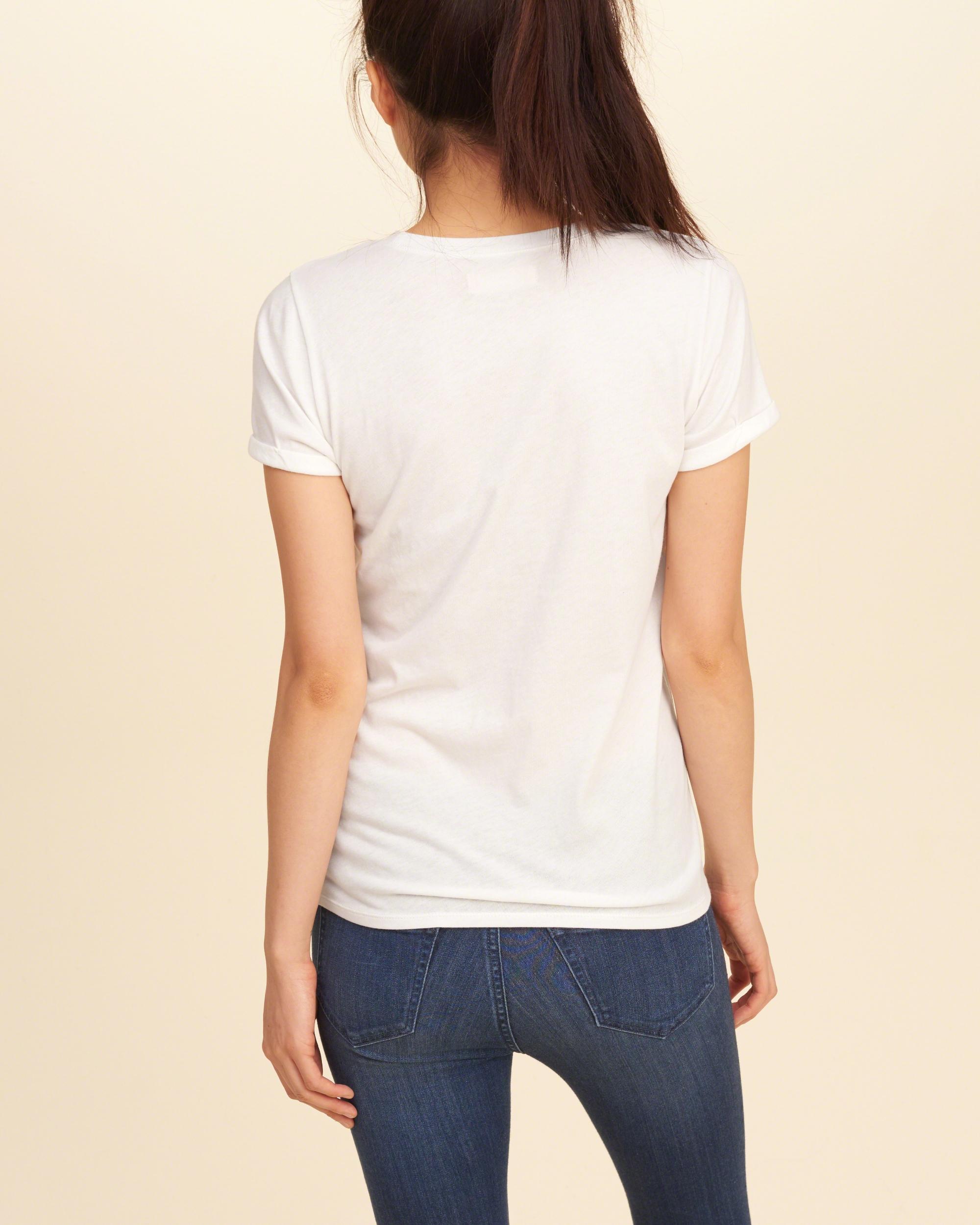 Lyst Hollister Embroidered Logo Graphic Tee in White