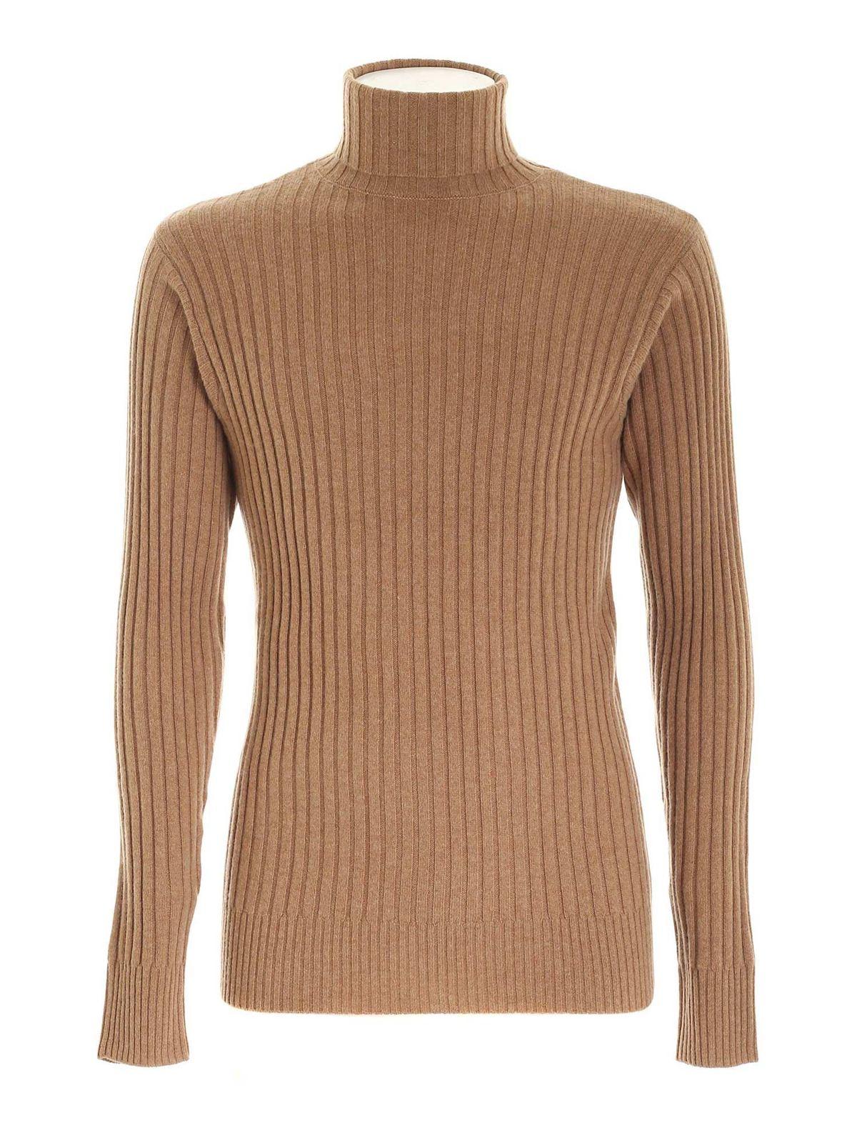 Aspesi Wool Ribbed Turtleneck In Camel Color in Natural for Men Lyst