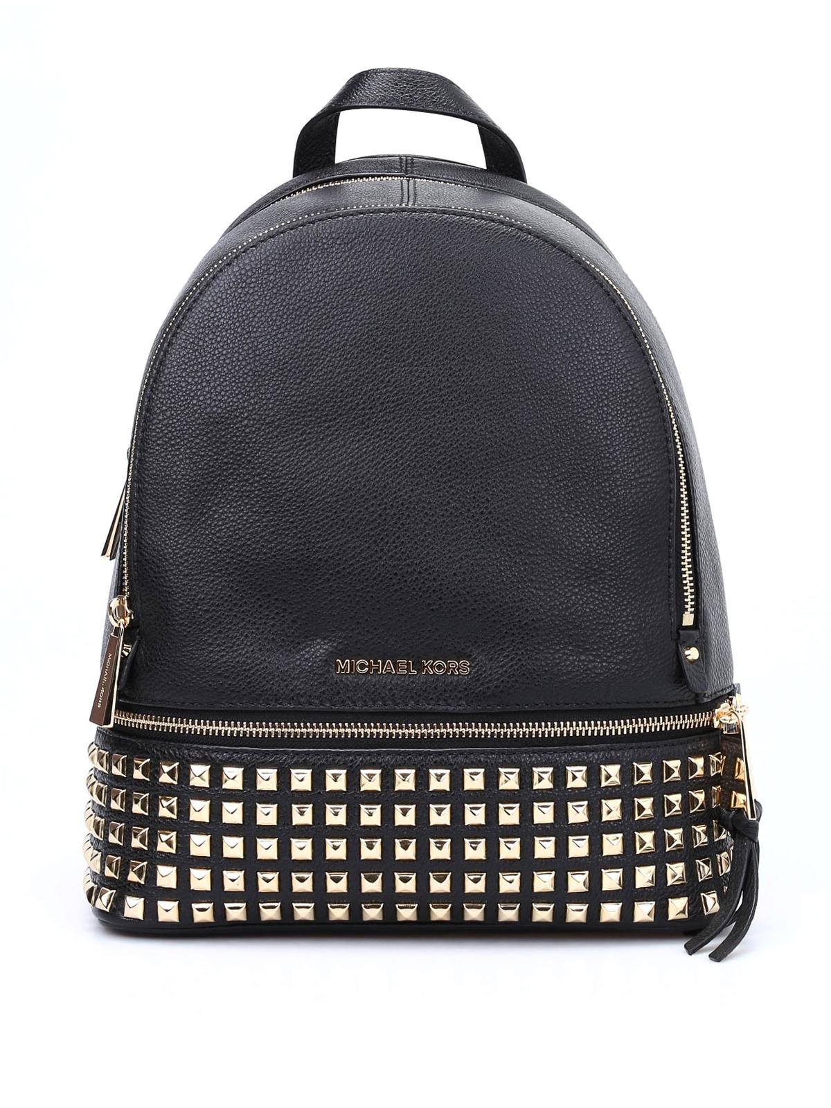 Michael Kors Rhea Medium Studded Pebbled Leather Backpack in Black Lyst