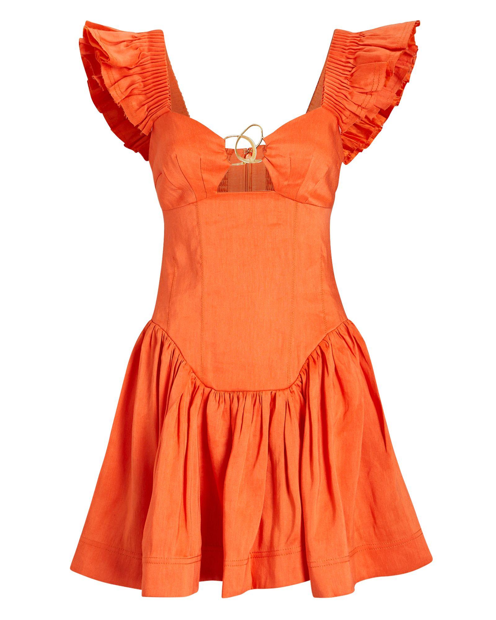 Aje. Simone Ruffled Linenblend Mini Dress in Orange Lyst