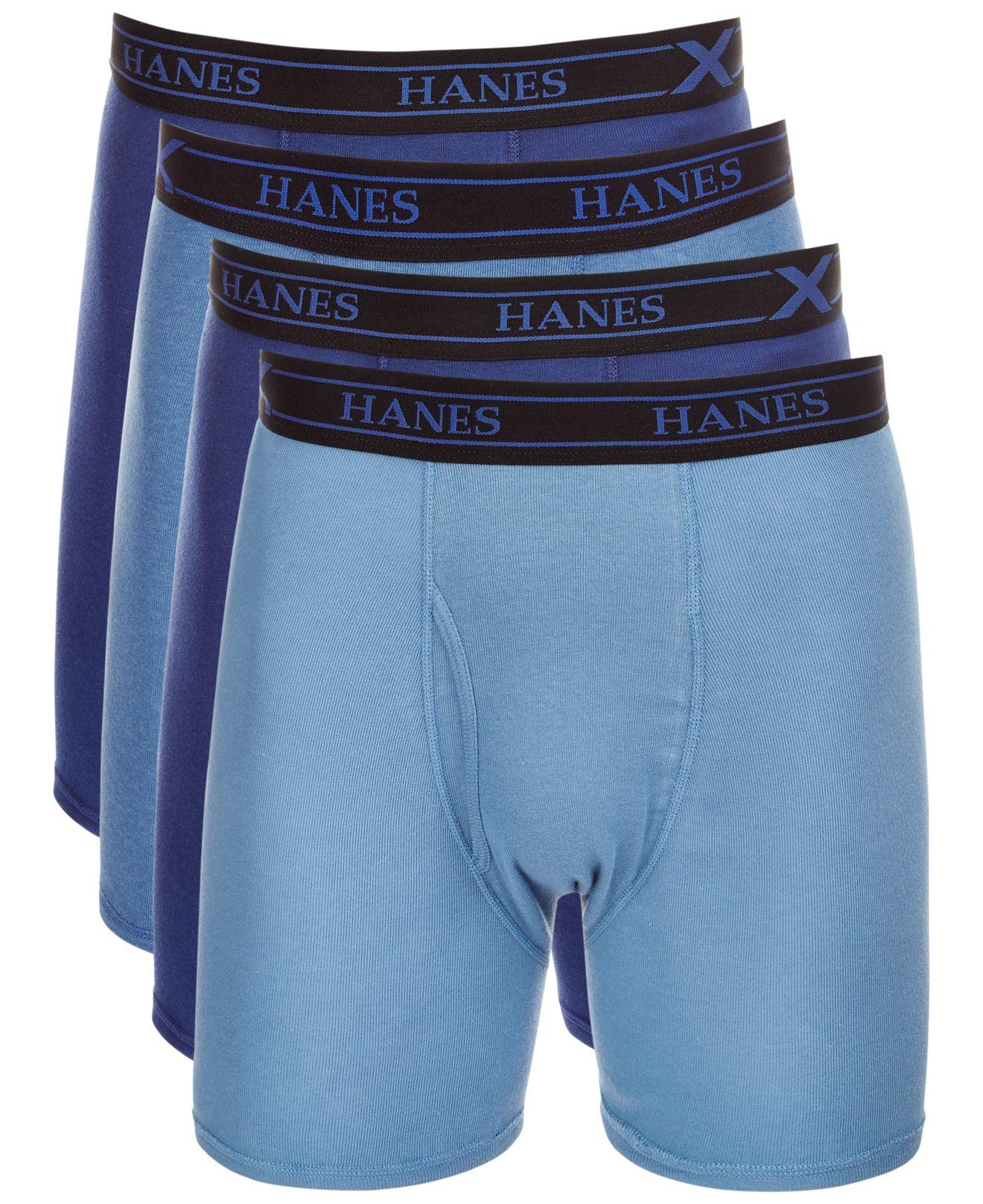 Hanes Cotton 4pack Xtemp Performance Boxer Briefs in Blue for Men