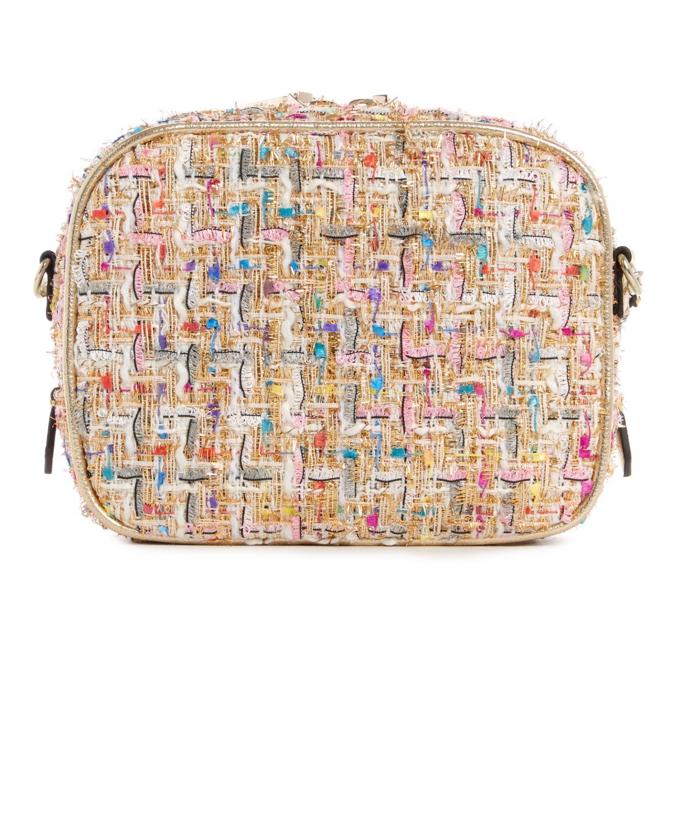 Guess Cessily Tweed Camera Bag in Metallic Lyst