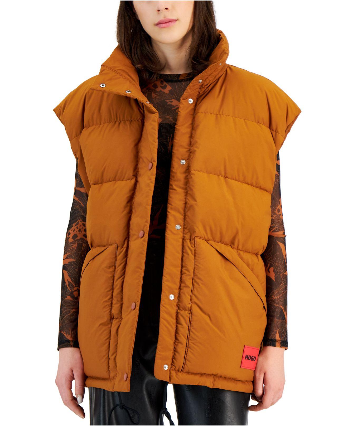 HUGO Oversized Puffer Vest in Orange Lyst