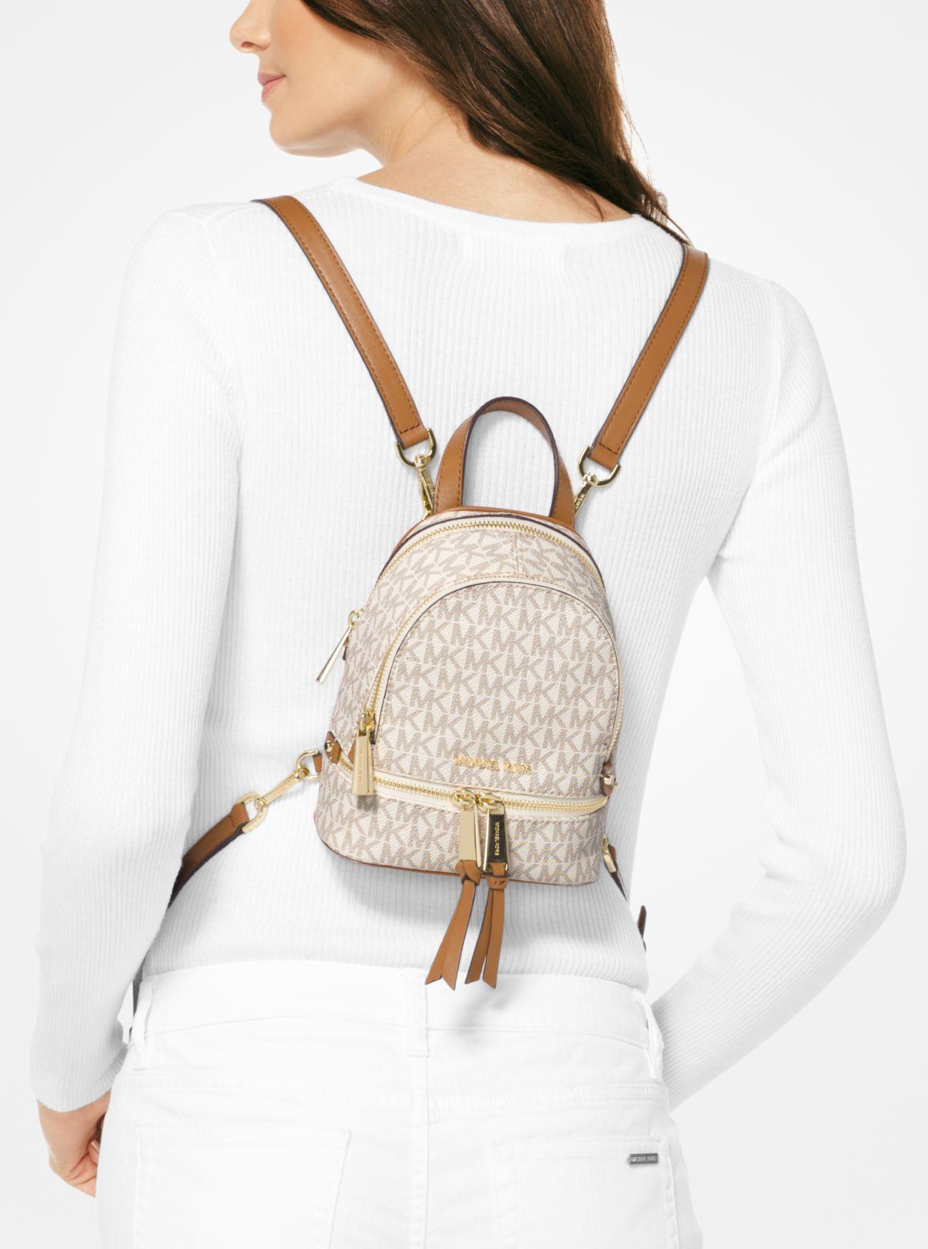 Michael Kors Rhea Mini Logo Backpack in Natural Lyst