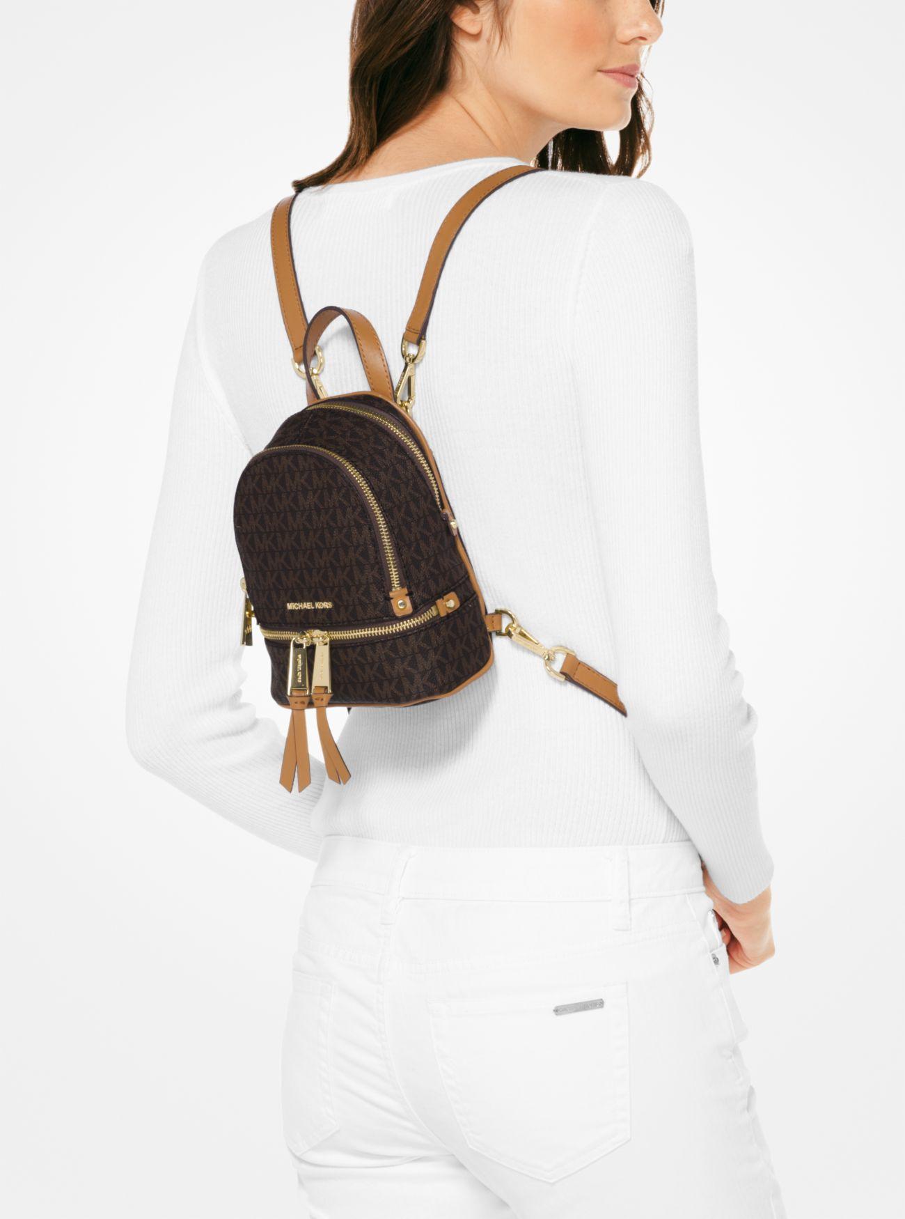 Michael Kors Synthetic Michael Rhea Logo Backpack in Brown Lyst