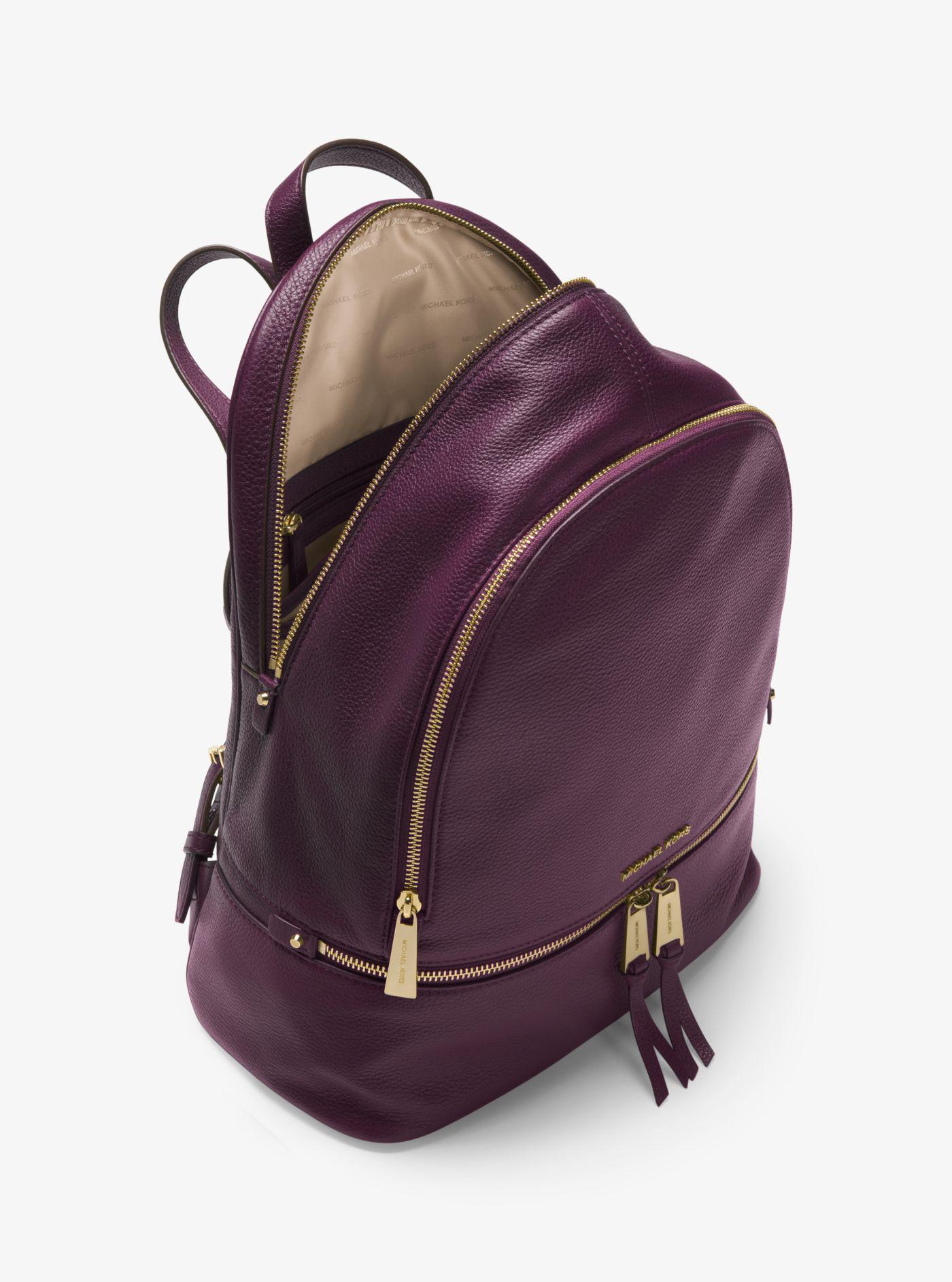 Michael Kors Rhea Large Leather Backpack in Damson (Purple) Lyst