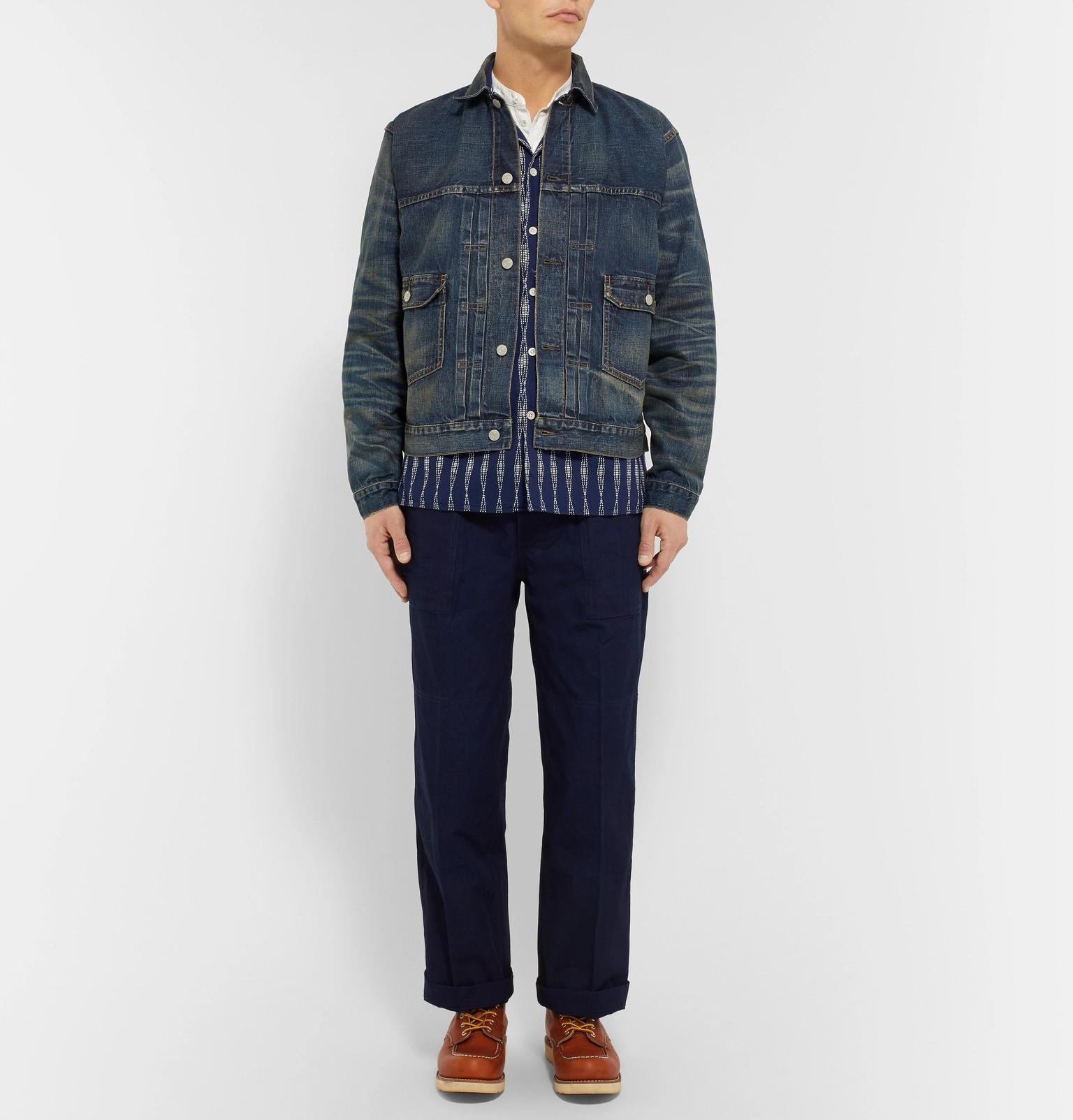 RRL Type 2 Washed Selvedge Denim Jacket in Mid Denim (Blue) for Men Lyst