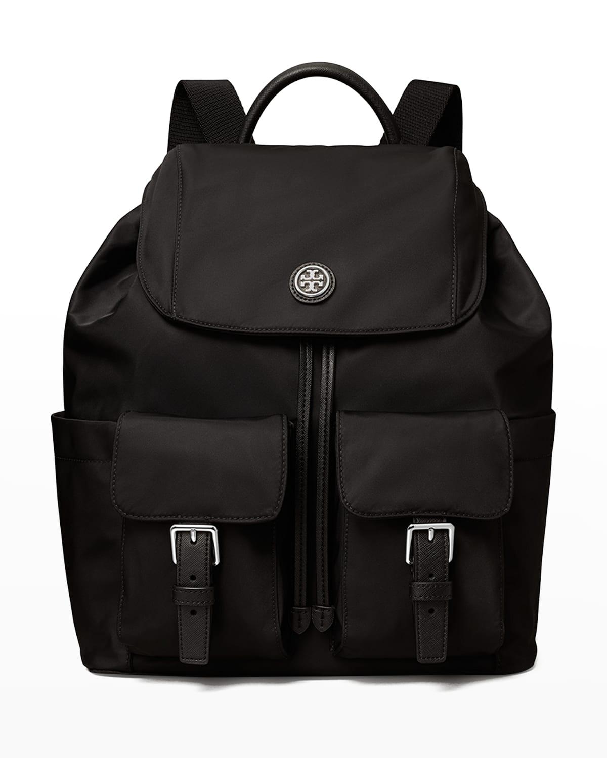 Tory Burch Flap Nylon Drawstring Backpack in Black Lyst