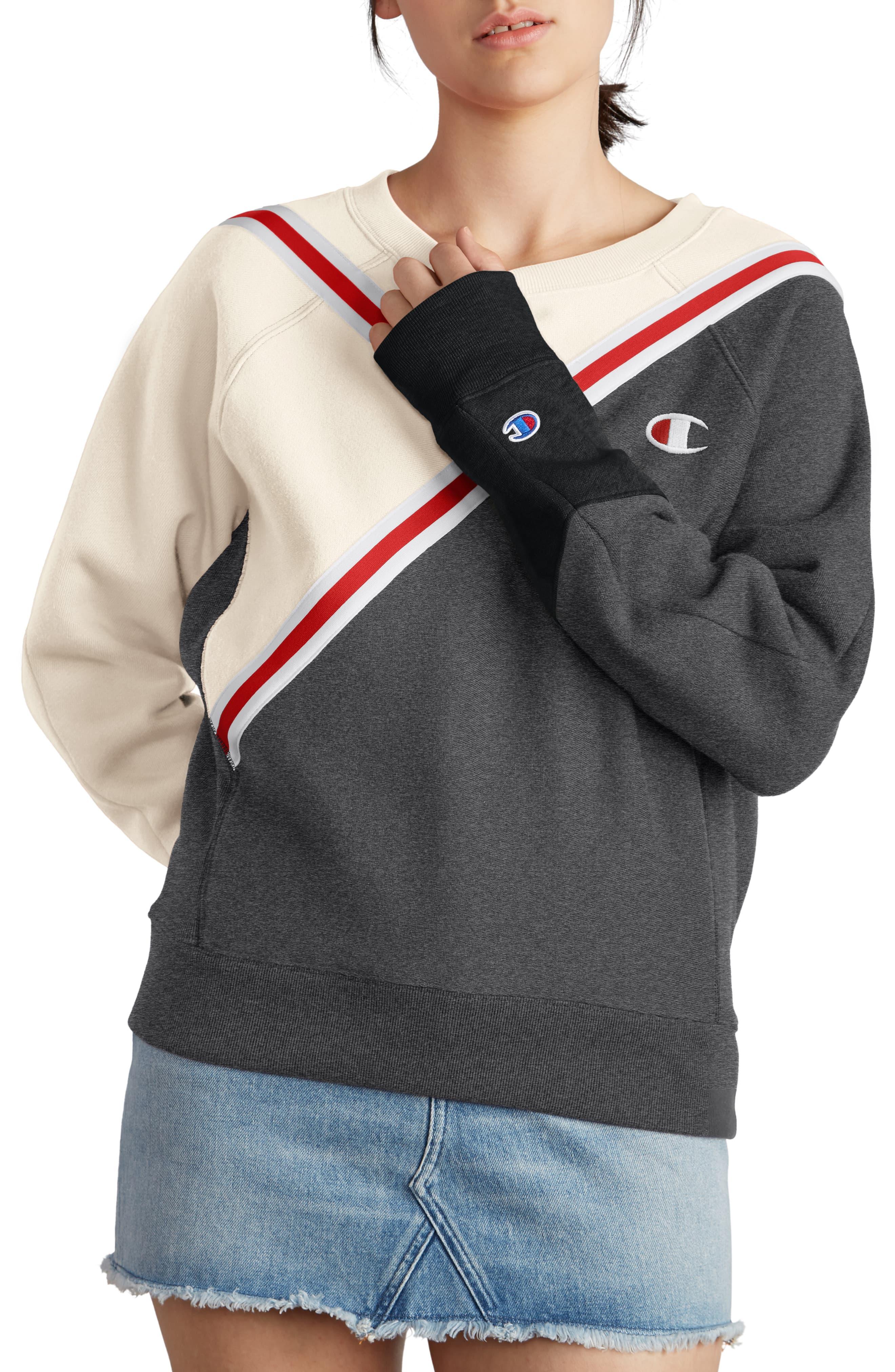 Champion Colorblock Reverse Fleece Sweatshirt in Gray Lyst