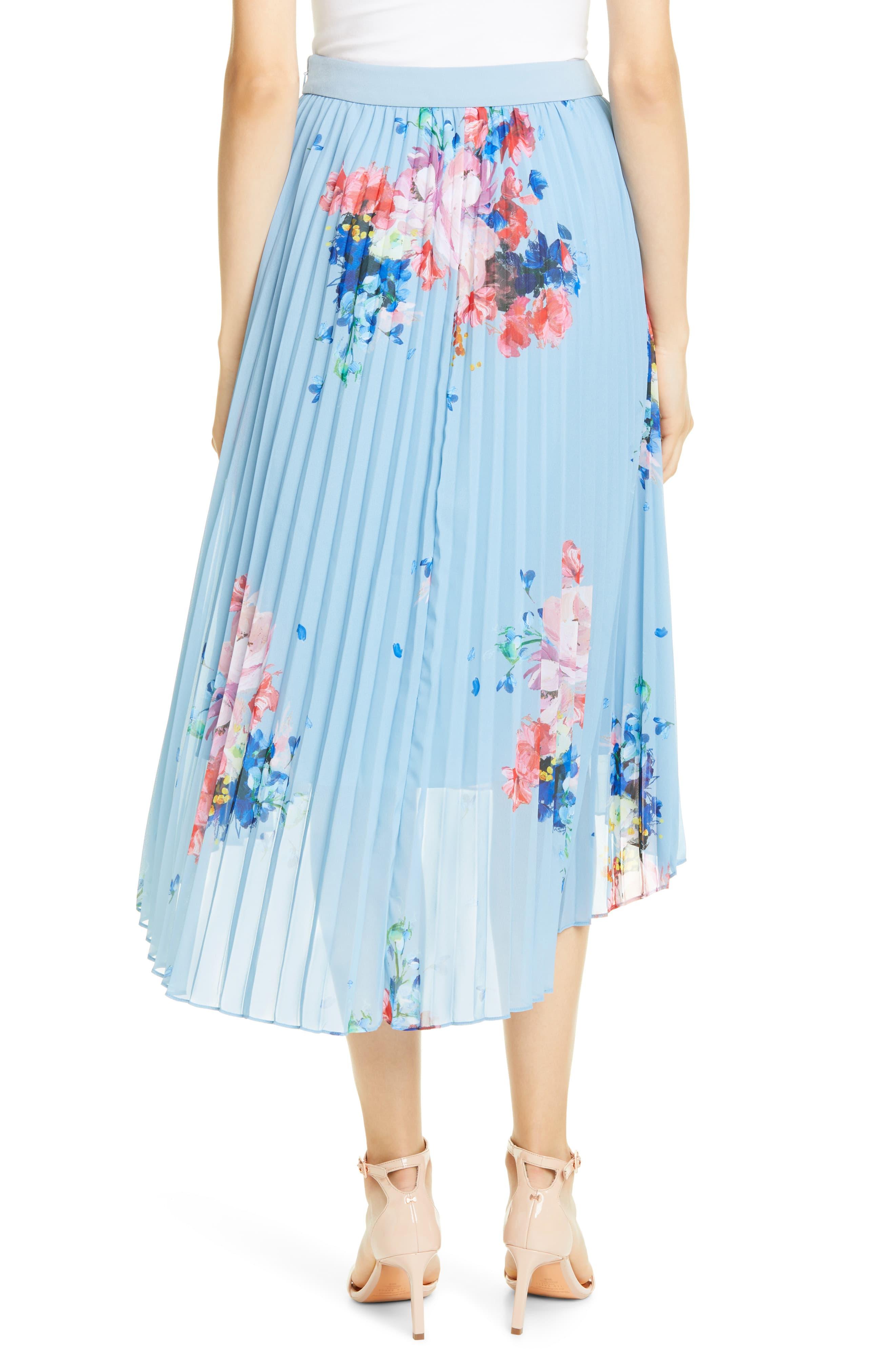 Ted Baker Harrpa Raspberry Ripple Asymmetrical Pleated Skirt in Blue Lyst