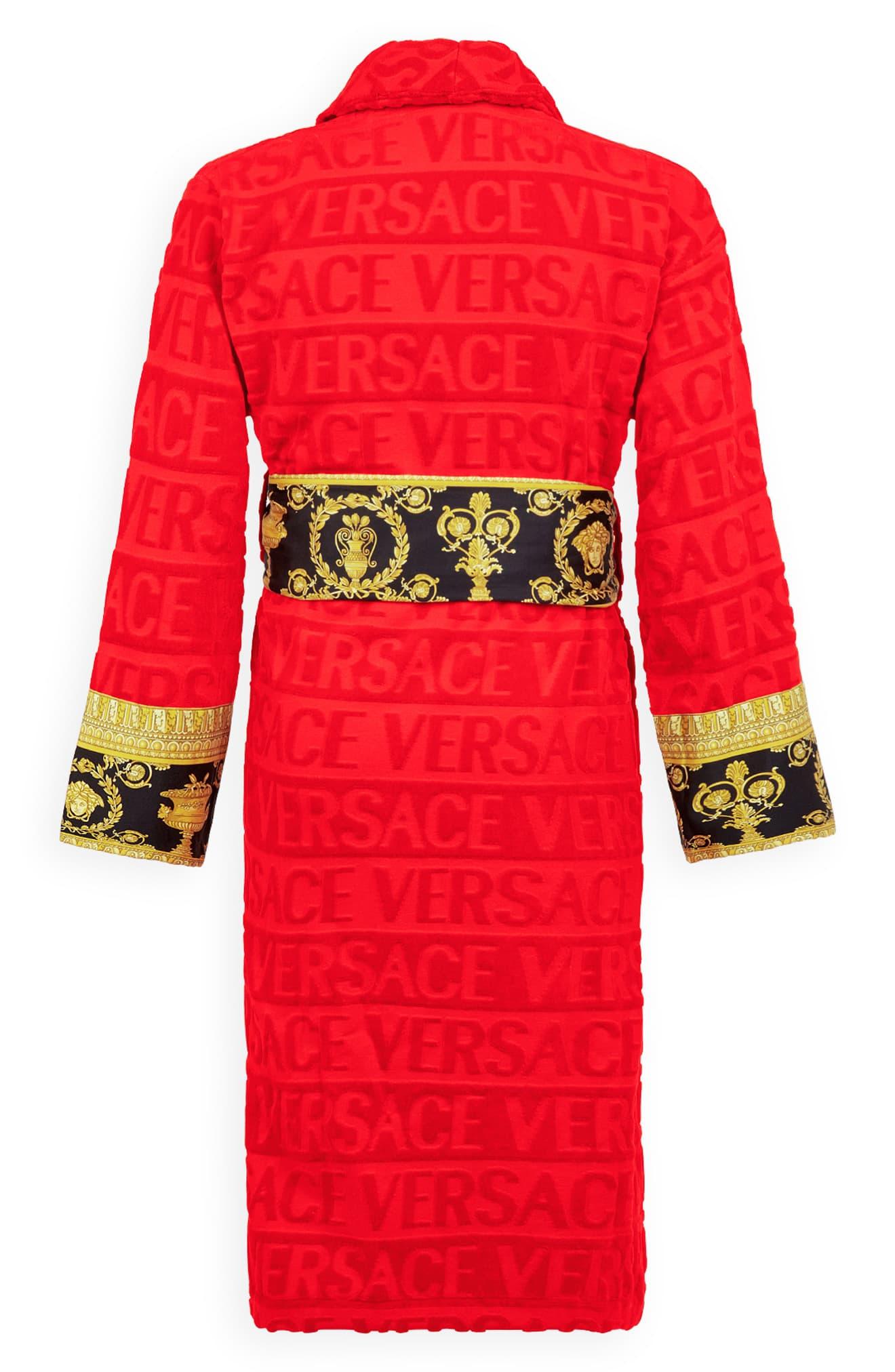 Versace Cotton Barocco Terry Robe in Red Save 35 Lyst