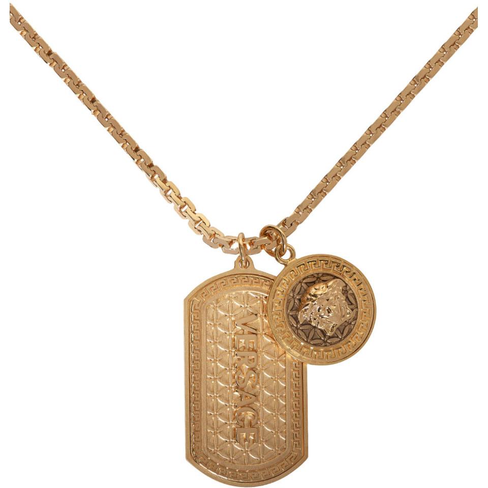 Versace Gold Dog Tag Necklace in Metallic for Men Lyst