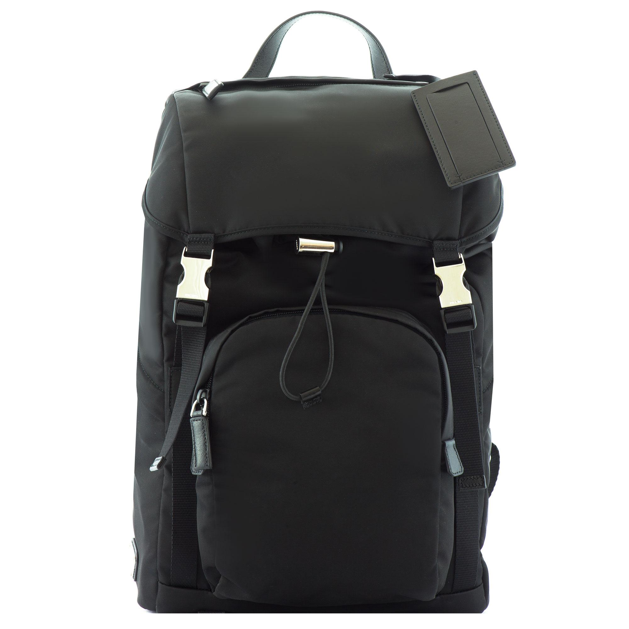 Prada Leathertrimmed Nylon Backpack in Black for Men Lyst