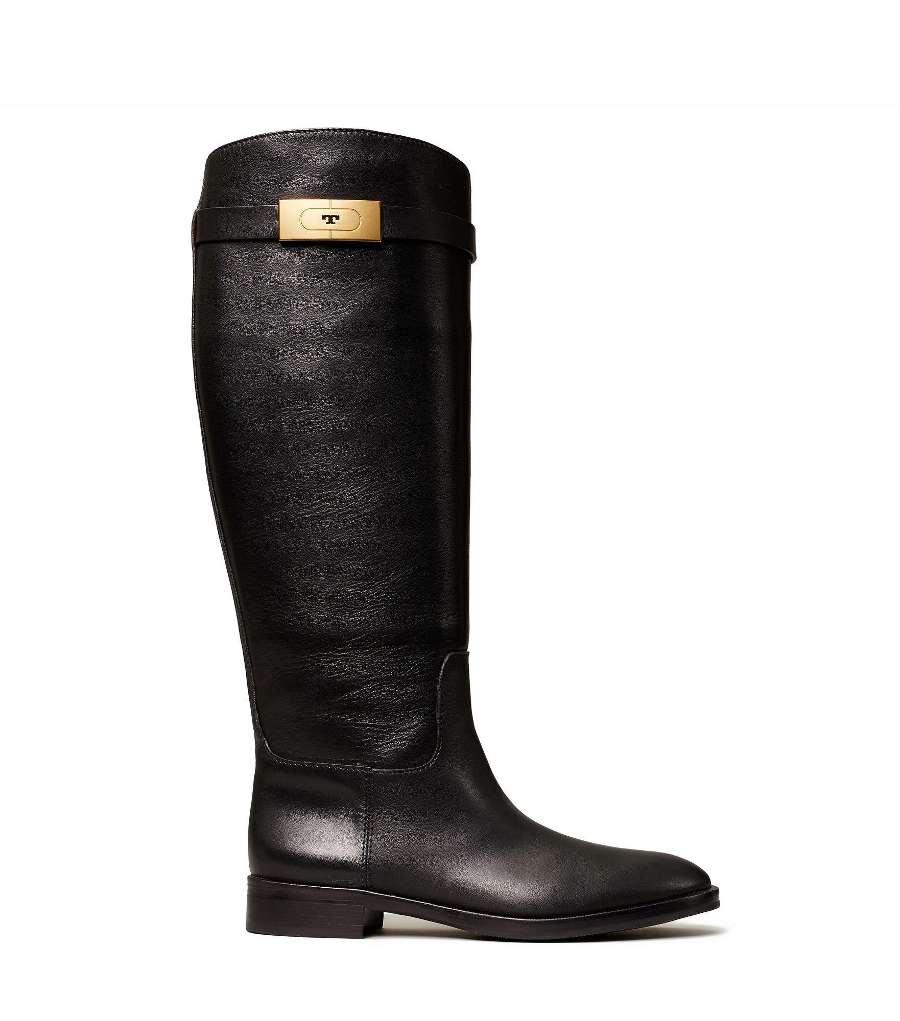 Tory Burch Leather Thardware Riding Boot in Black Lyst
