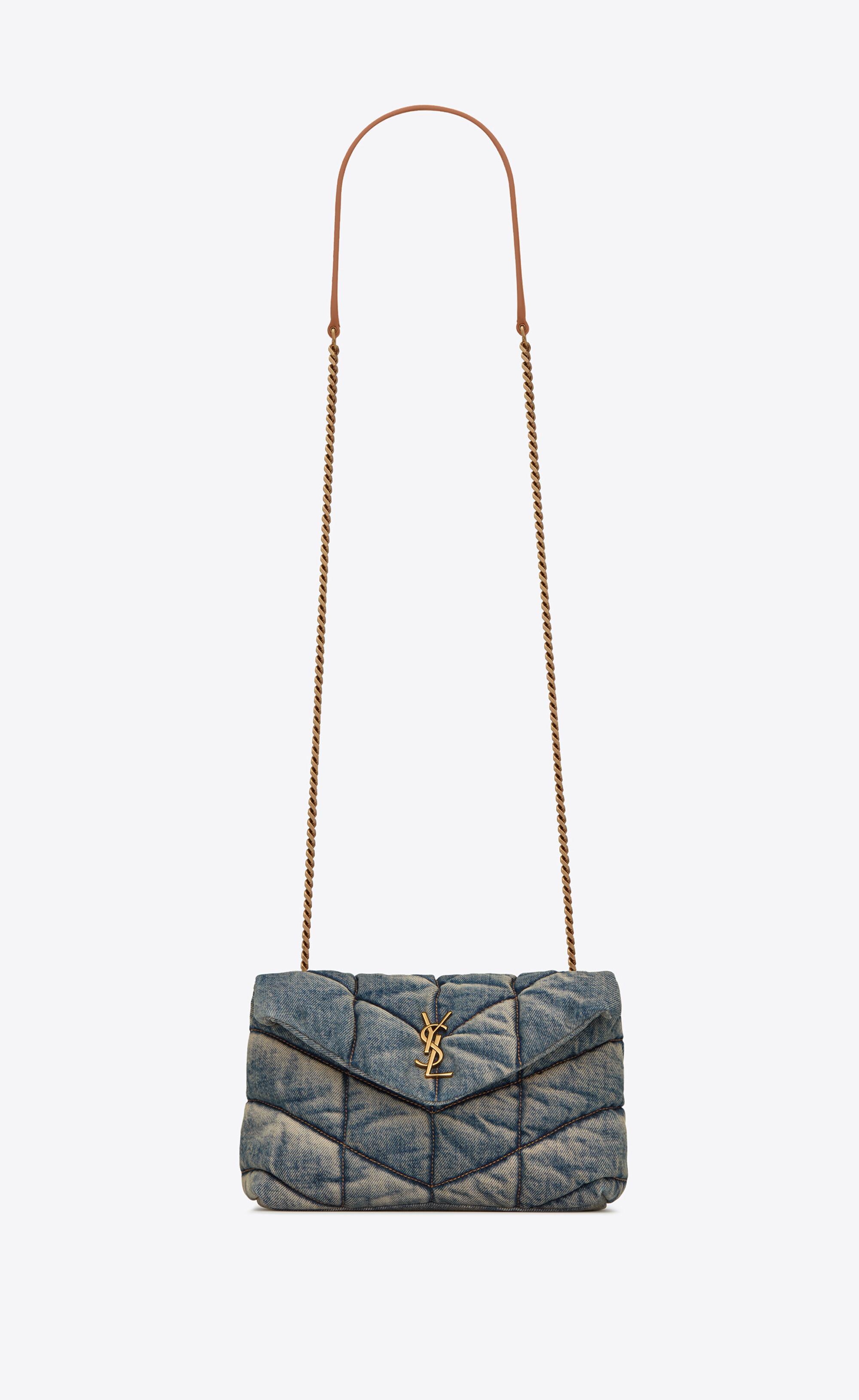 Saint Laurent Puffer Toy Bag In Denim Lyst