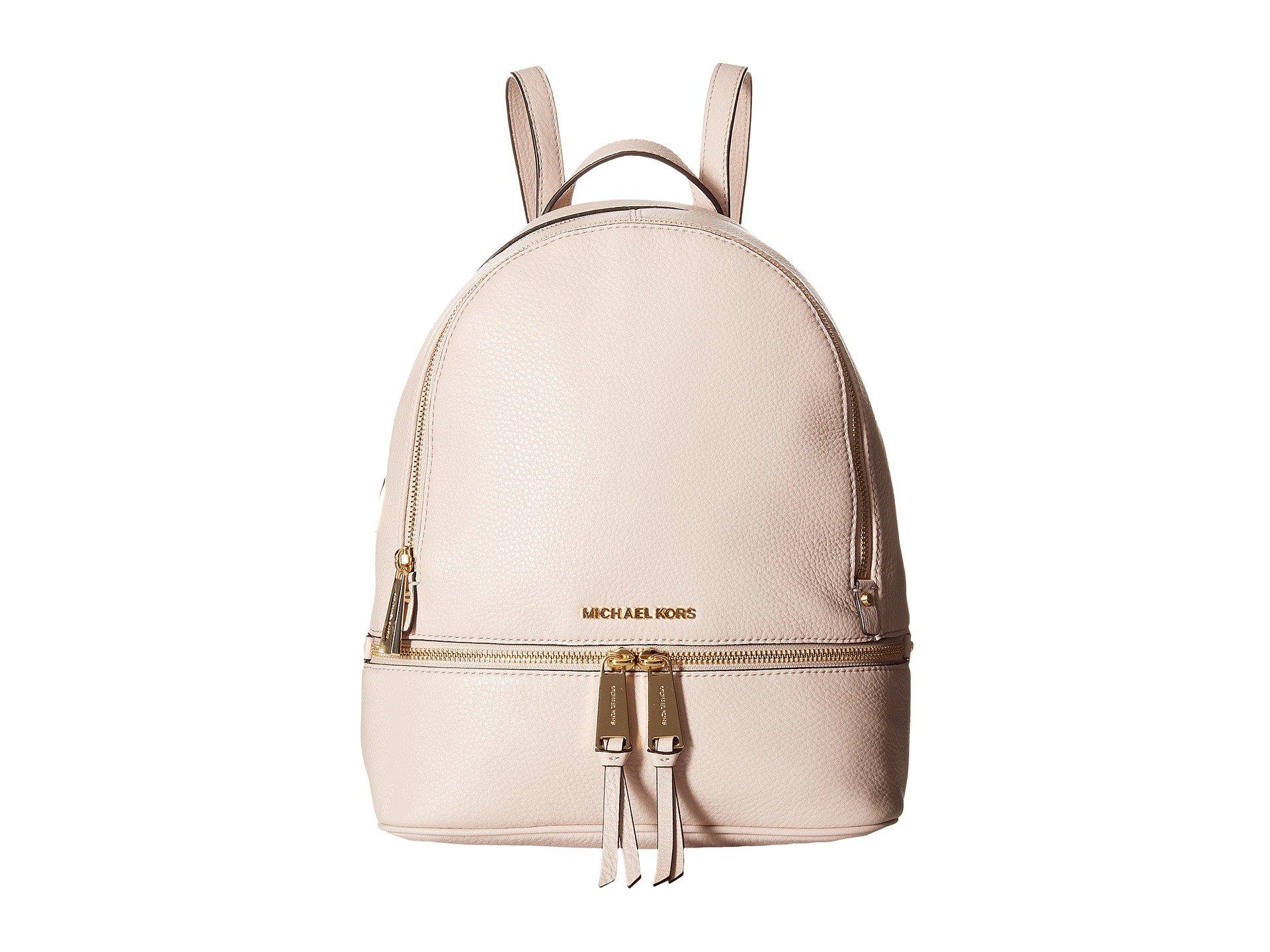 Michael Kors Michael Rhea Zip Small Pebble Leather Backpack in Light