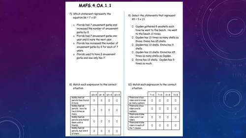 FSA / Common Core 260 TEST PREP QUES 4th Gr Math Bundle ALL Standards