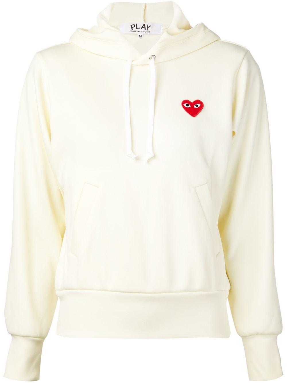 Lyst Play Comme Des Garçons Logo Patch Hoodie in White