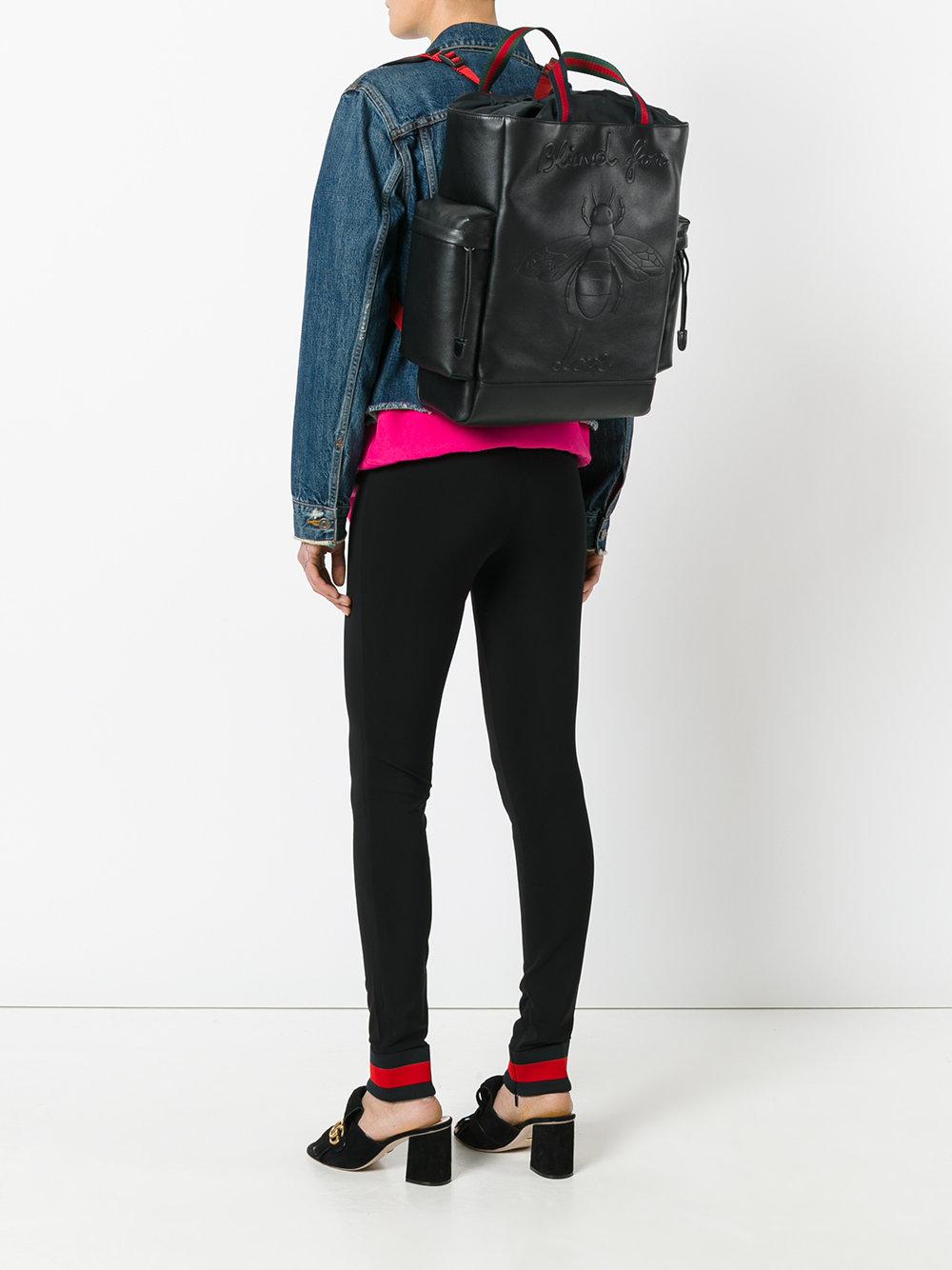 Lyst Gucci Bee Embossed Backpack in Black