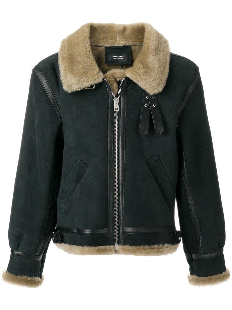 Represent Shearling Jacket in Black for Men Lyst