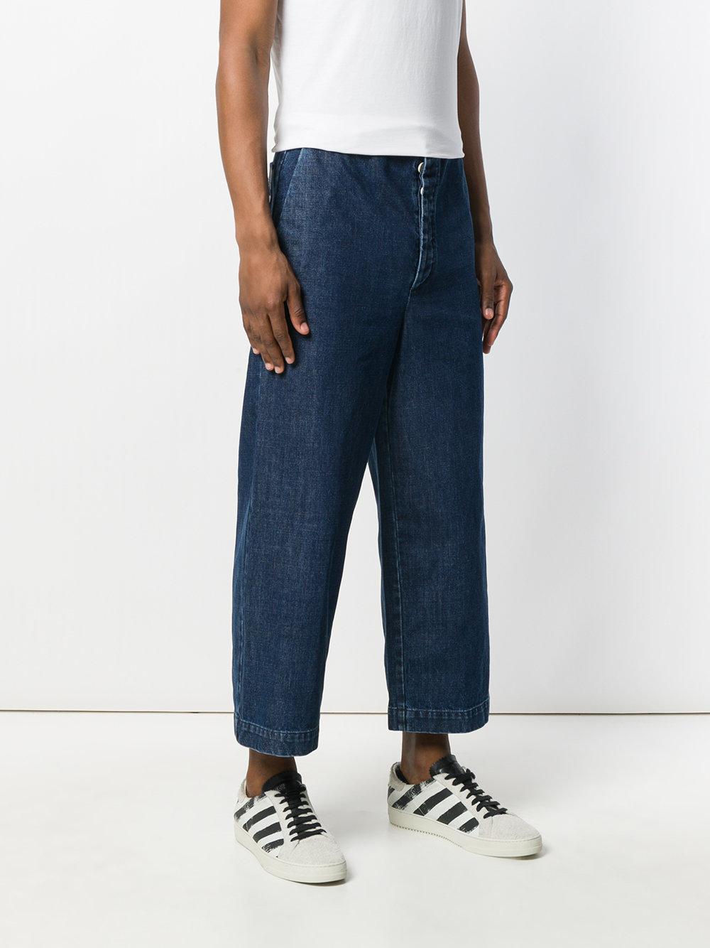 Sunnei Wide Leg Cropped Jeans in Blue for Men Lyst