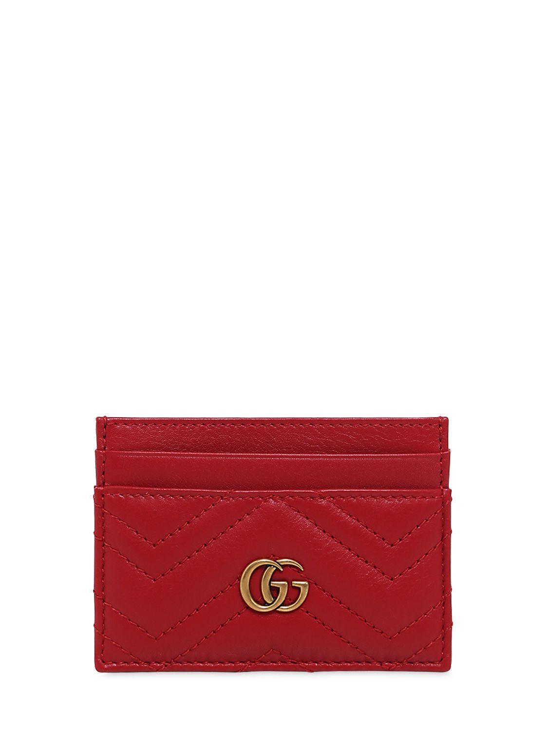 Gucci GG Marmont Leather Card Holder in Red Lyst