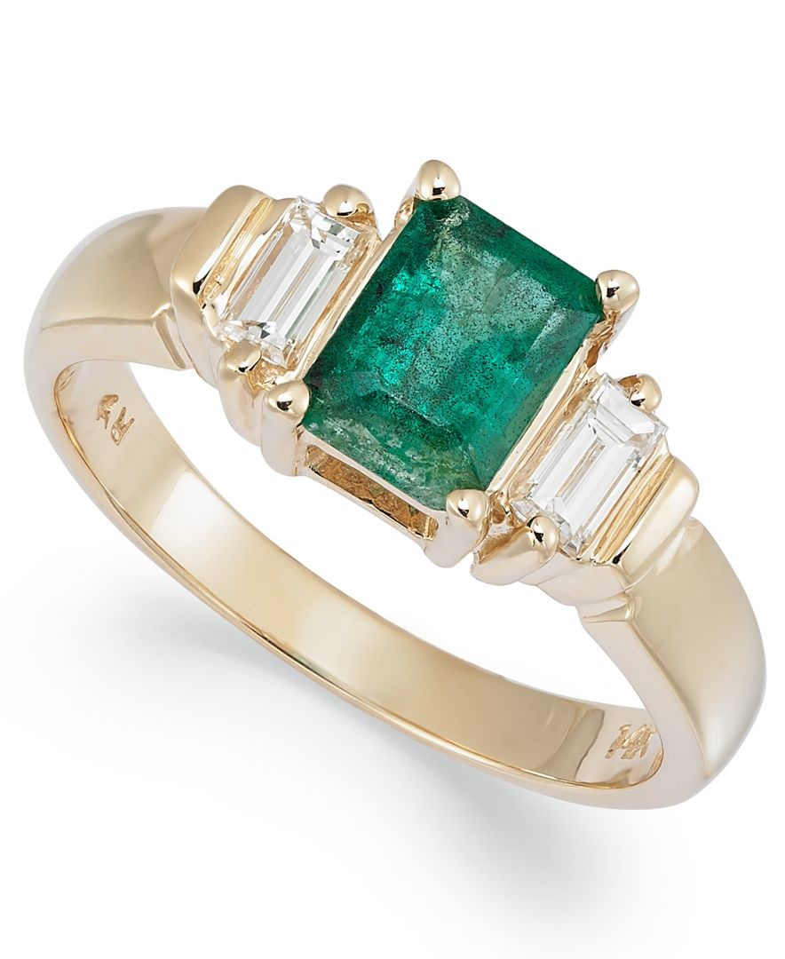 Macy's 14k Gold Ring, Emerald (1 Ct. T.w.) And Diamond (1/4 Ct. T.w