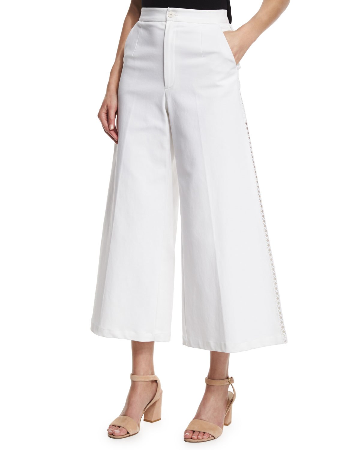 Trina turk Wideleg Cropped Pants in White (WHITEWASH) Lyst