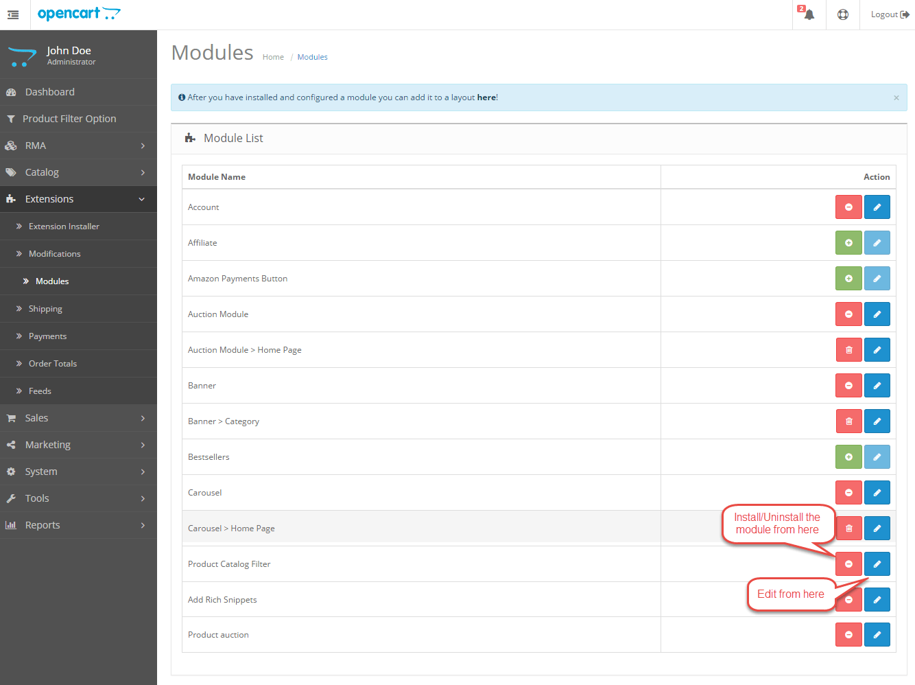Opencart Product Catalog Filter