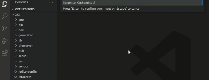 Magento 2 Visual Studio code plugin Module Creator Autosuggest Support