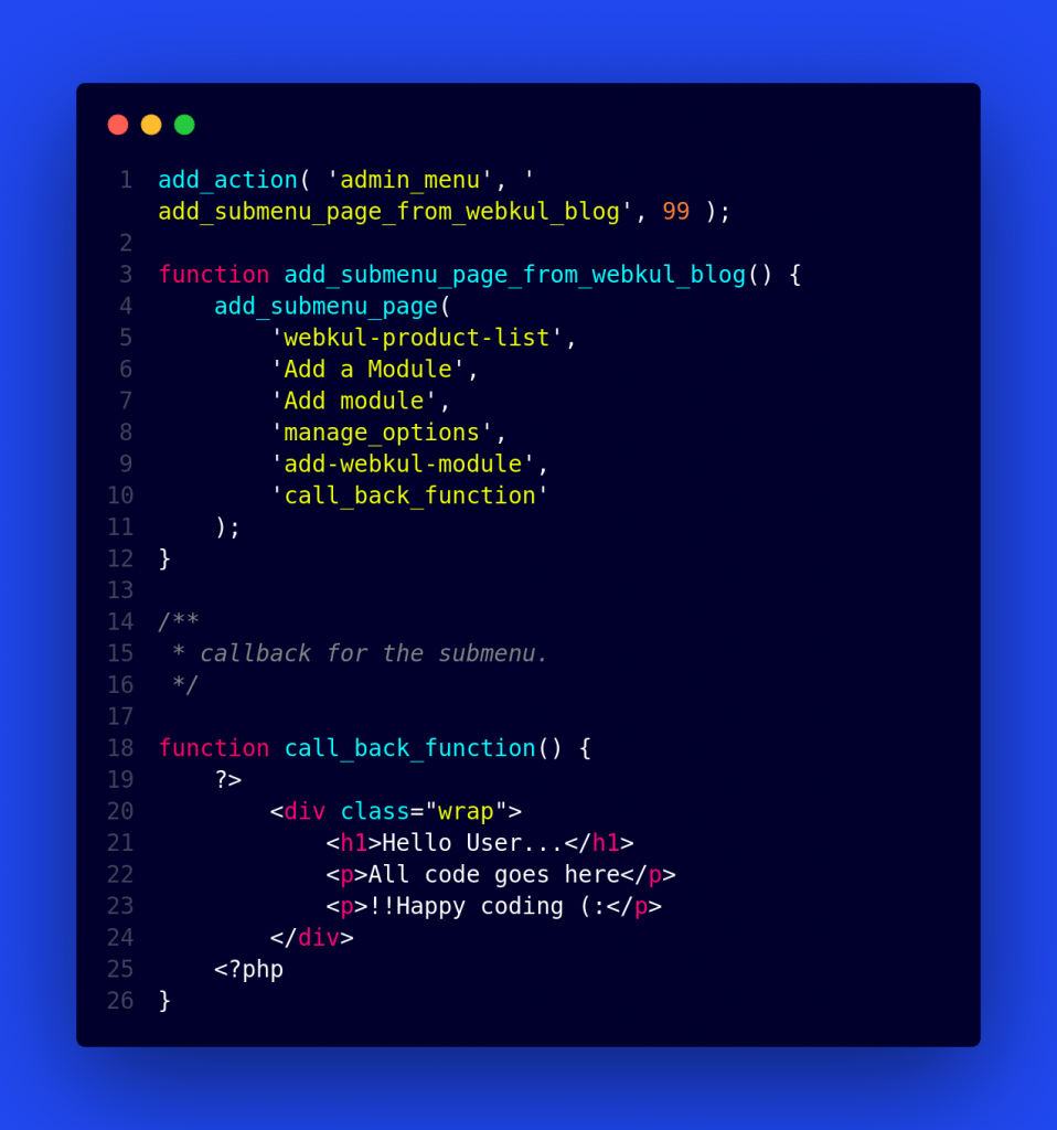 How to add submenu in WordPress admin panel cyberdime.io