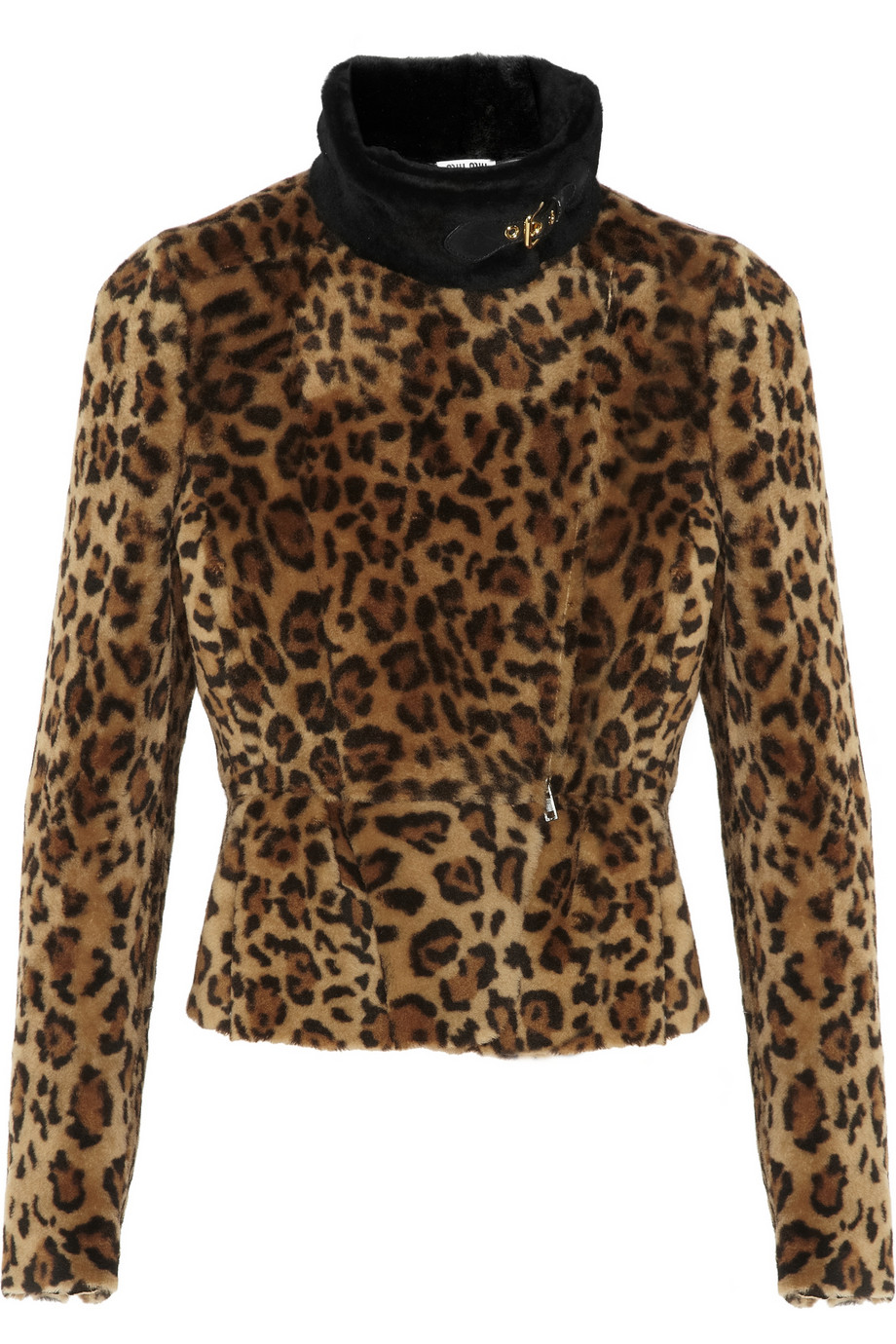 Lyst Miu Miu Leopard Print Shearling Jacket in Brown