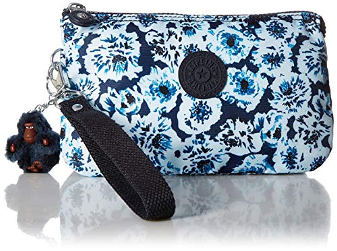 Kipling Creativity Xl, Multi Compartment Pouch, Zip Closure in Blue Lyst