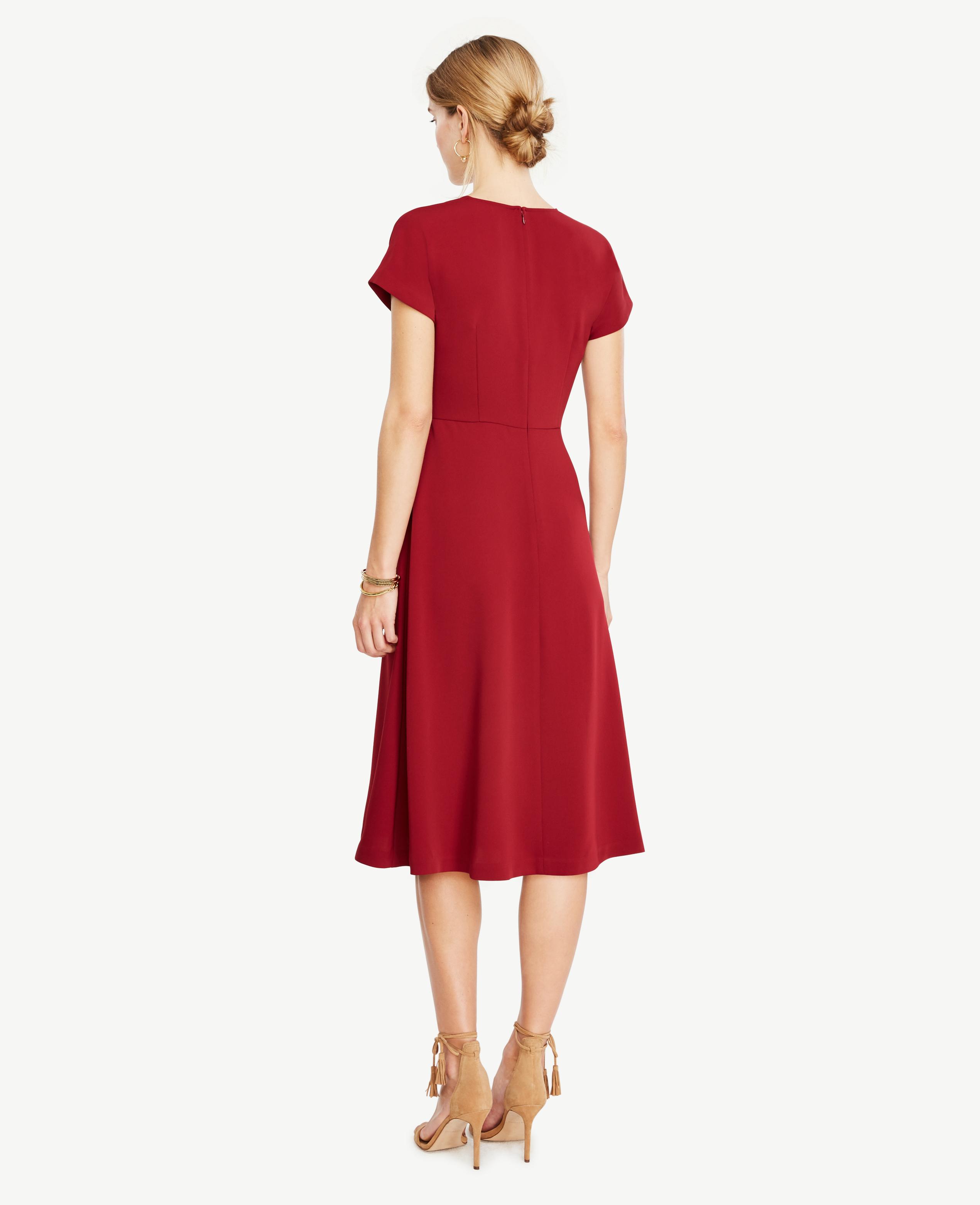 Lyst Ann Taylor Flare Midi Dress in Red