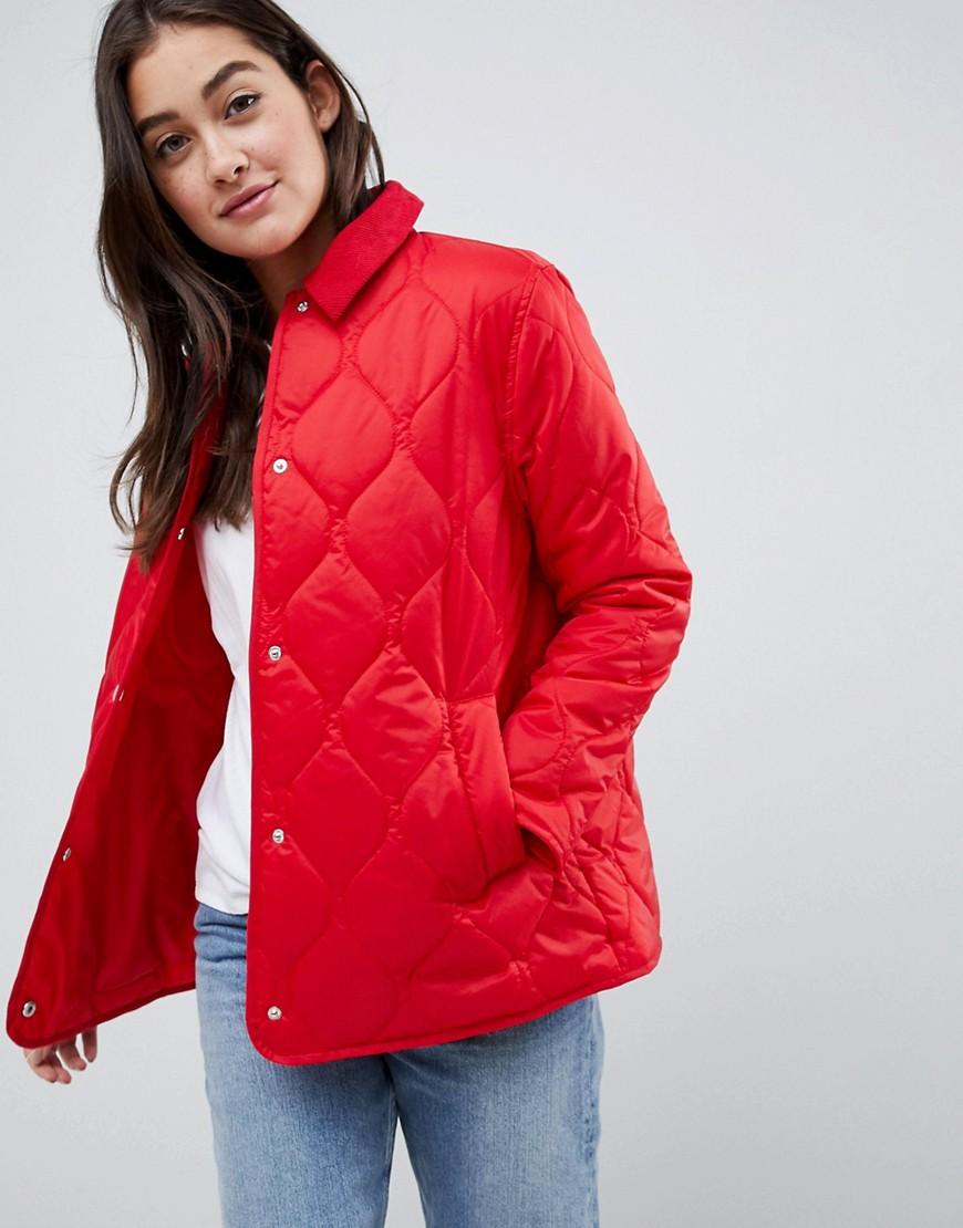 Lyst ASOS Quilted Jacket in Red