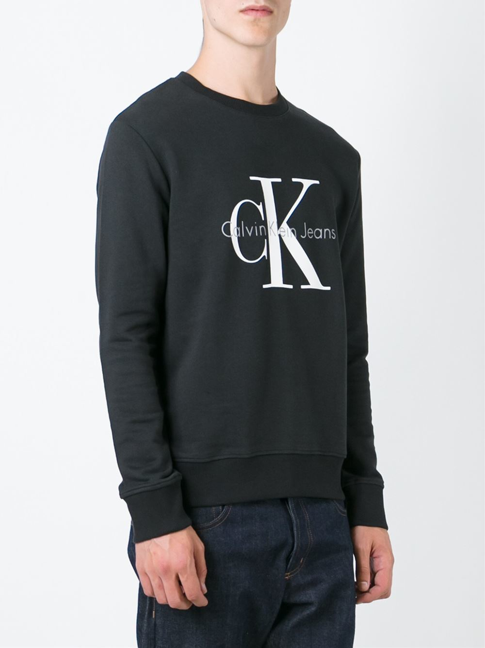 Lyst Calvin Klein Jeans Logo Print Sweatshirt in Black for Men