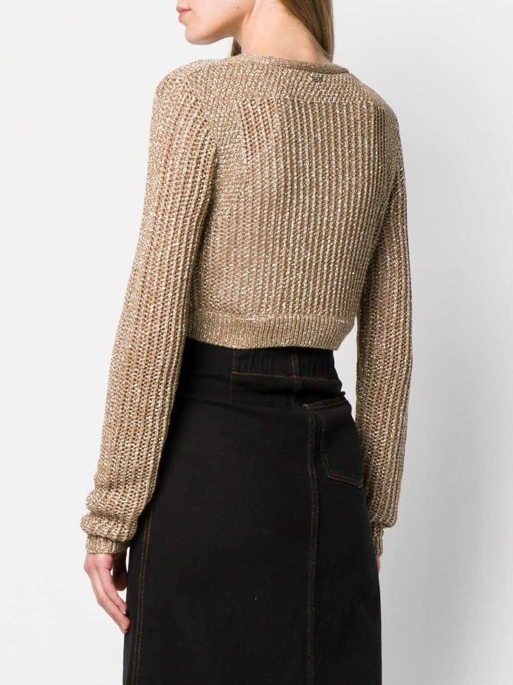 Liu Jo Cropped Cardigan in Metallic Lyst