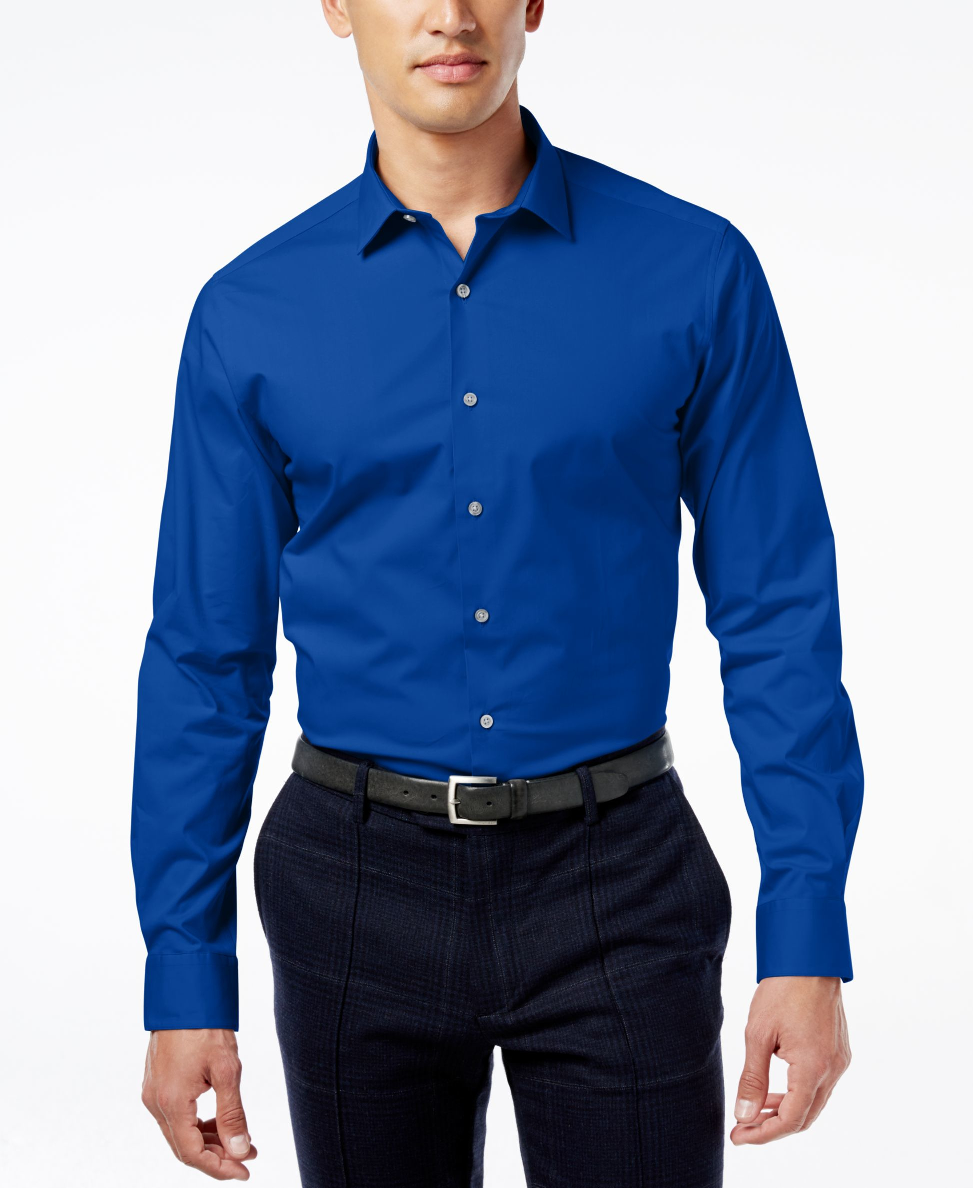 Alfani Slim Fit + Stretch Men's Dress Shirt, Only At Macy's in Blue for