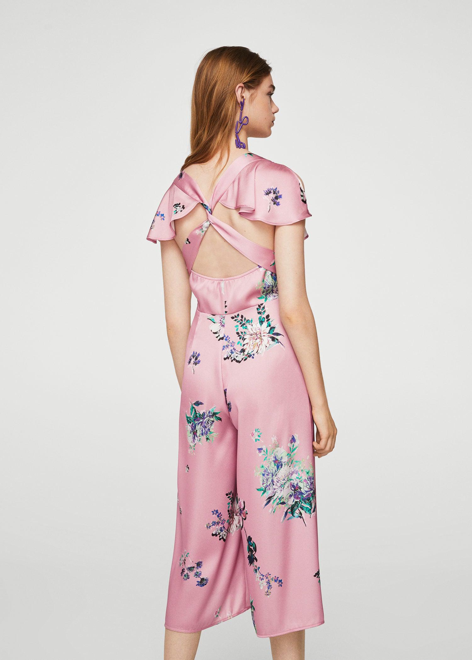 Lyst Mango Ruffle Floral Jumpsuit in Pink