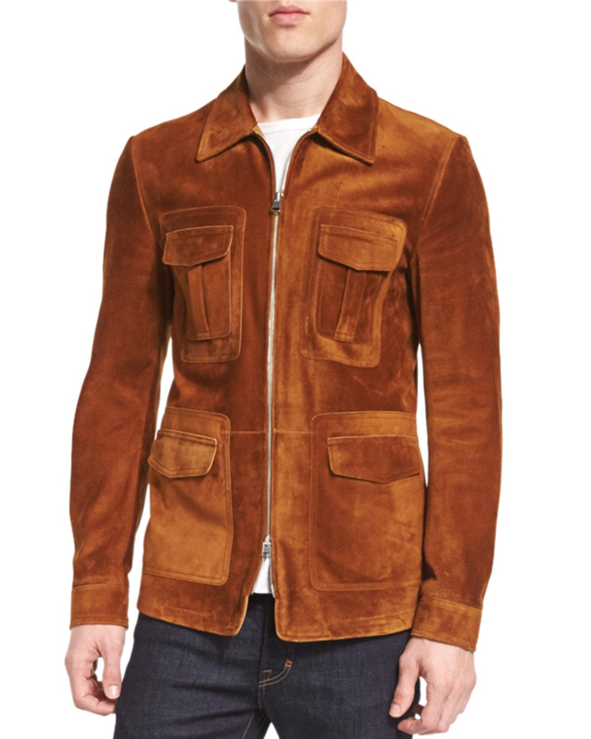 Tom Ford Cashmeresuede Zip Jacket in Brown for Men Lyst