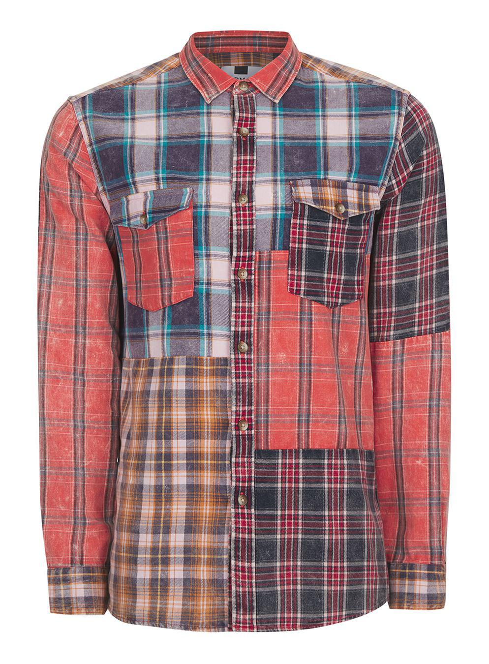 Lyst Topman Patchwork Checked Shirt for Men