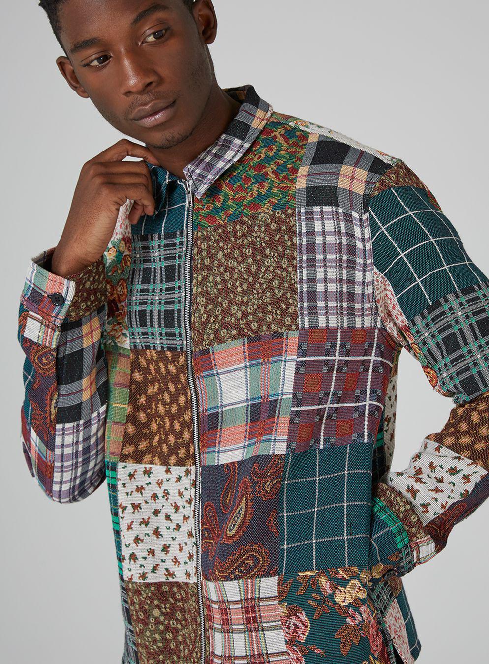 Lyst Topman Multicoloured Patchwork Long Sleeve Shirt for Men