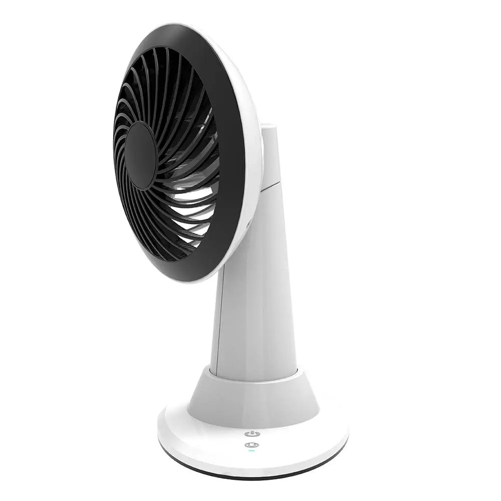 5 ”Kipas Meja Kecepatan USB 3 Kecepatan Osilasi Otomatis Isi Ulang, Jam