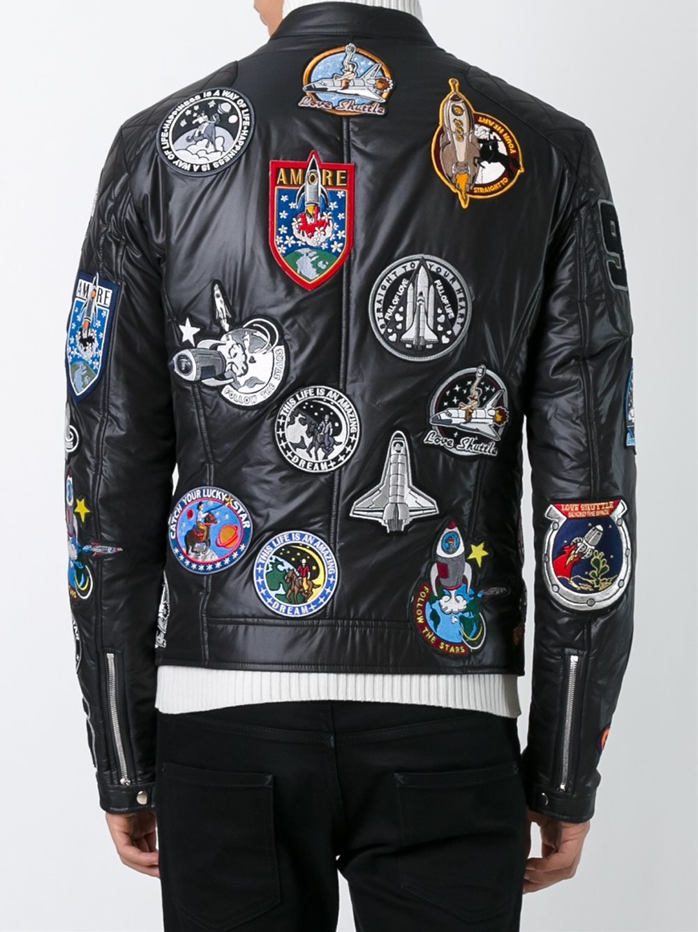 Lyst Dolce & Gabbana Patch Biker Jacket in Black for Men